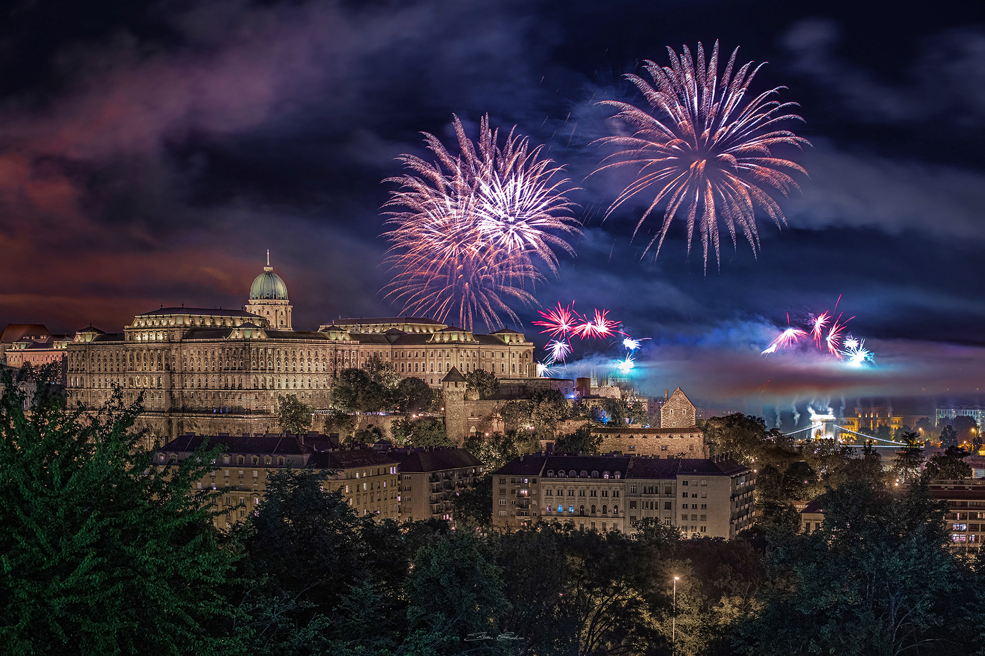 Buda Castle Royal Palace with State Foundation Day Fireworks