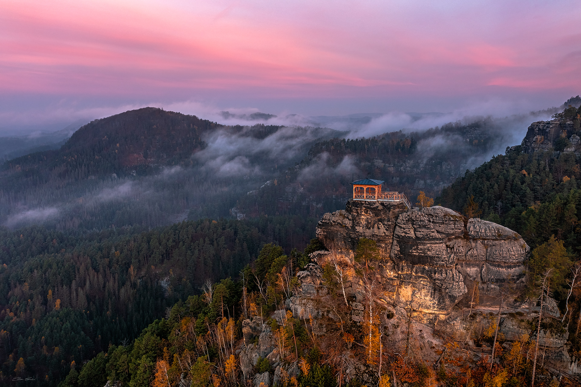 Aerial view of Mariina Vyhlidka (Mary's view) lookout