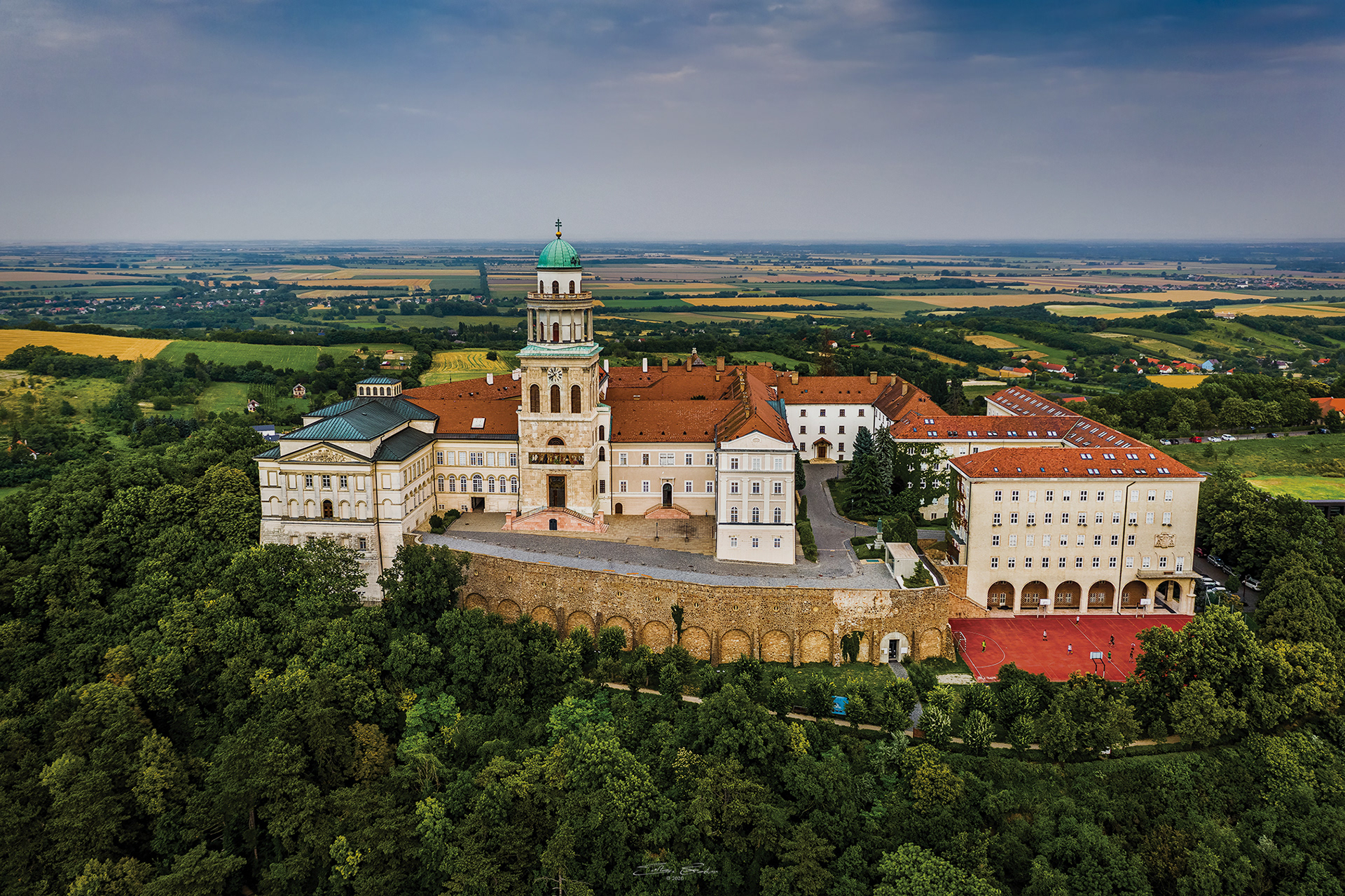 Aerial view of the The Benedictine Pannonhalma Archabbey