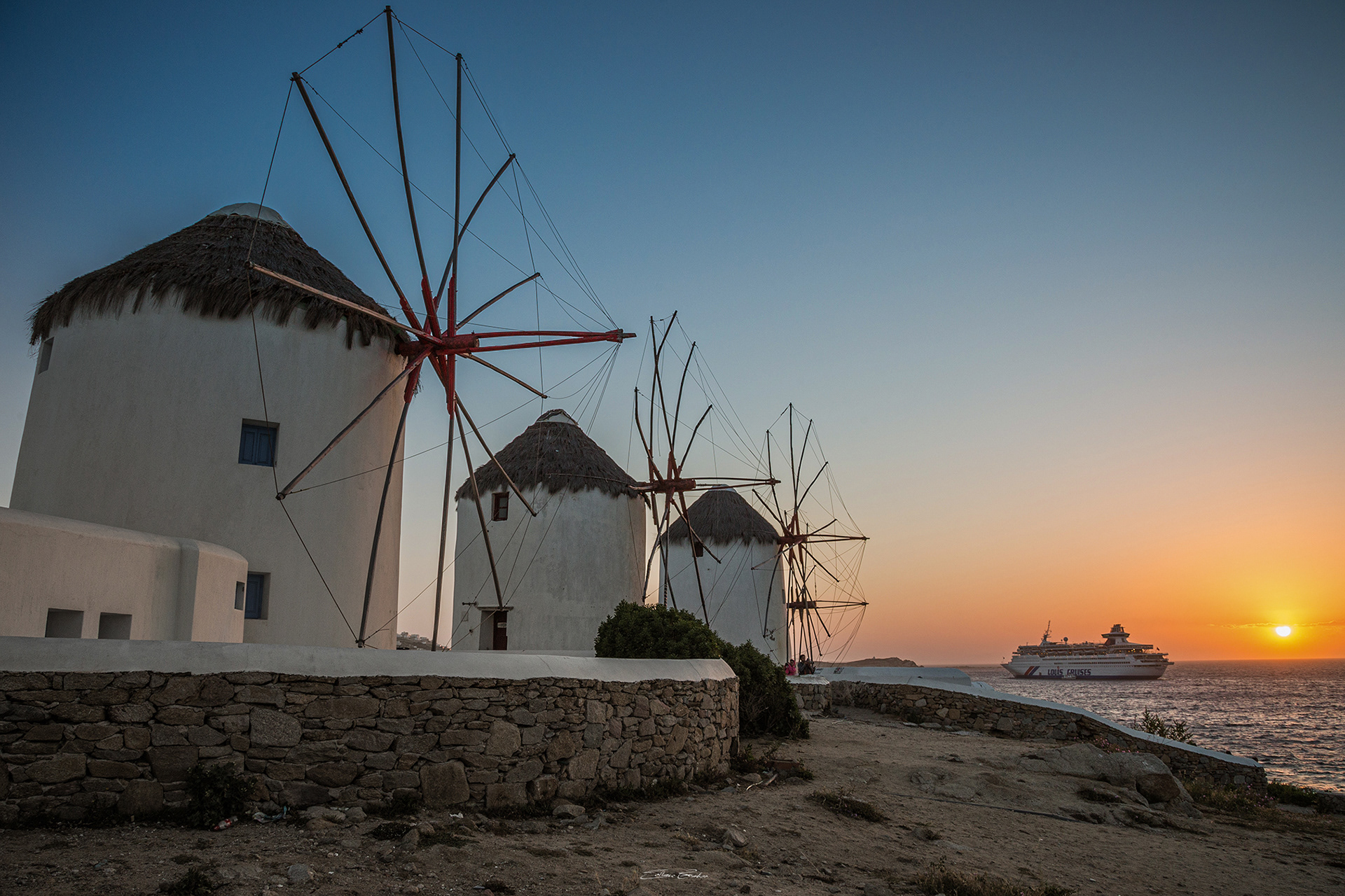 The famous windmills of Mykonos Island