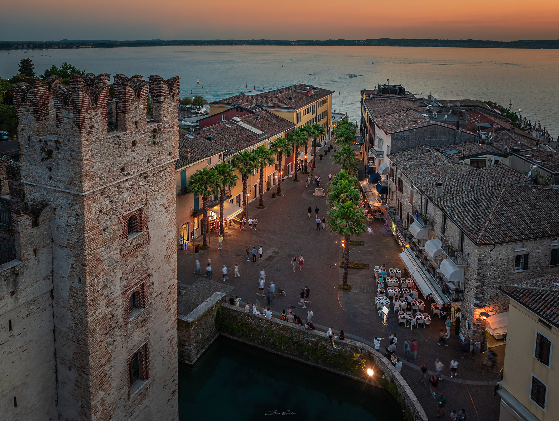 Scaligero Castle at sunset from above - Sirmione, Italy