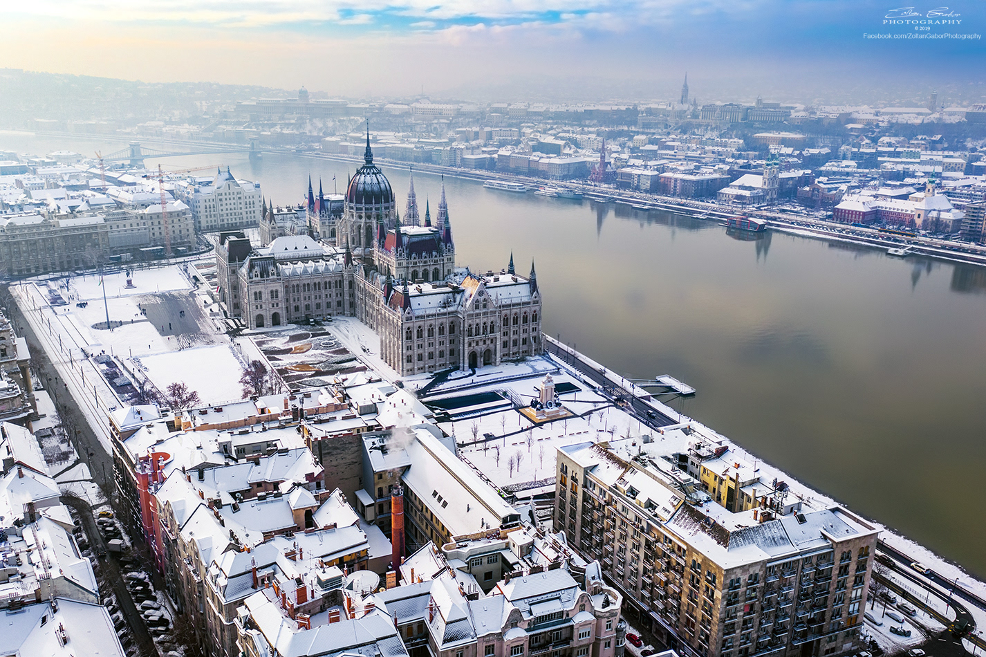 Parliament of Hungary at wintertime