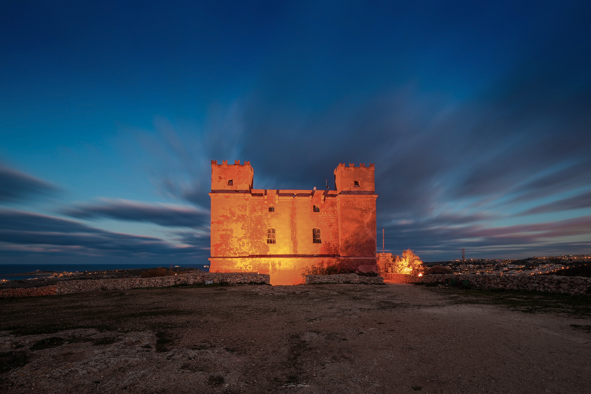 Red Tower of Mellieha at dusk