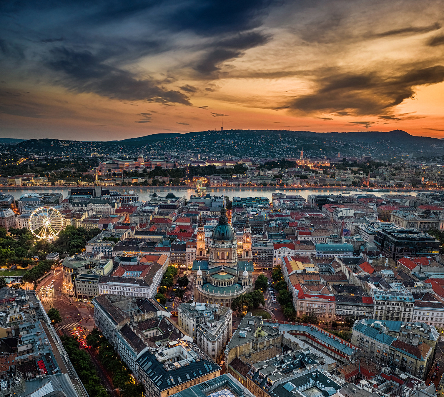 Budapest skyline with St.Stephen's Basilica
