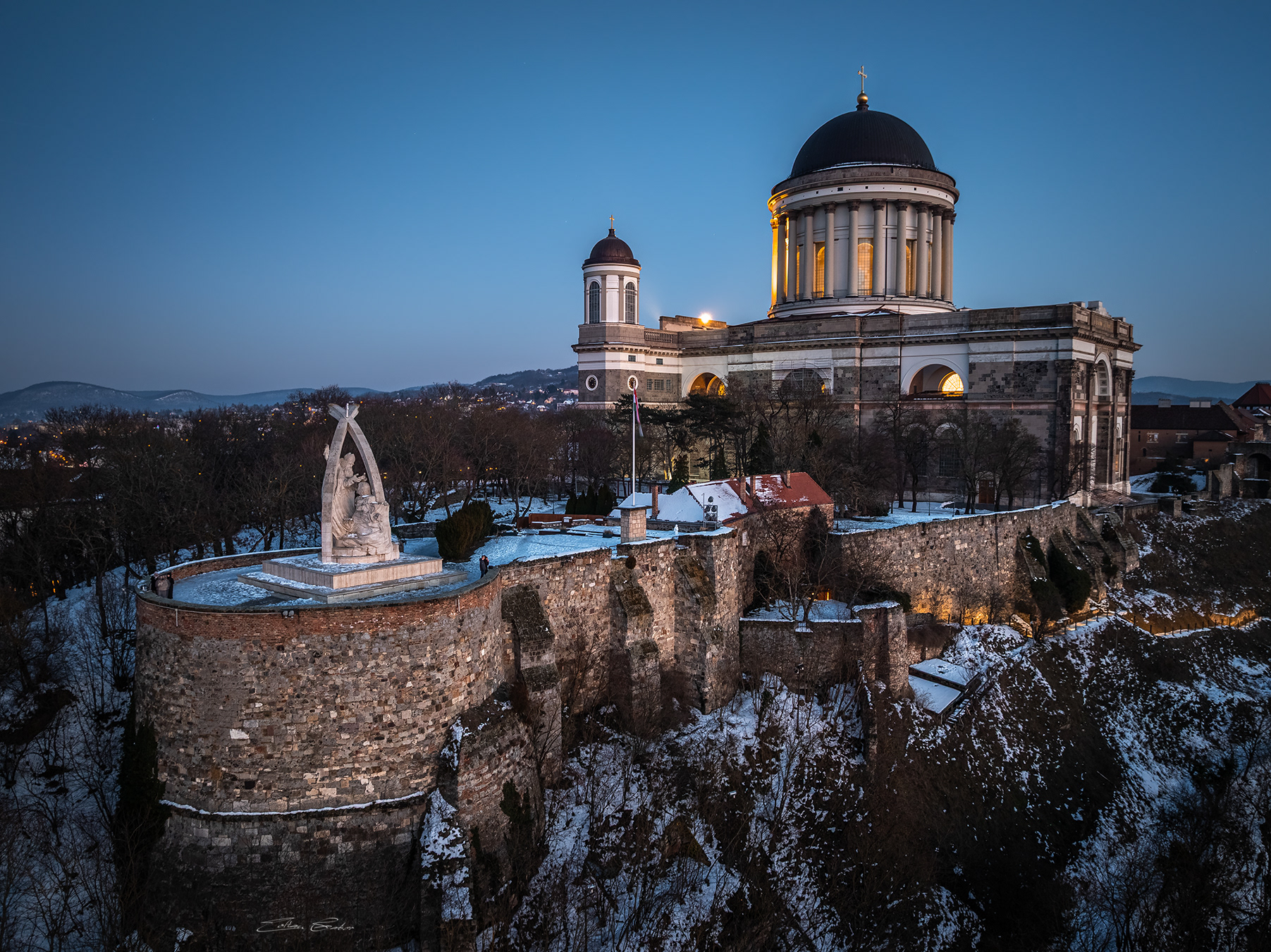 Basilica of Esztergom at winter time