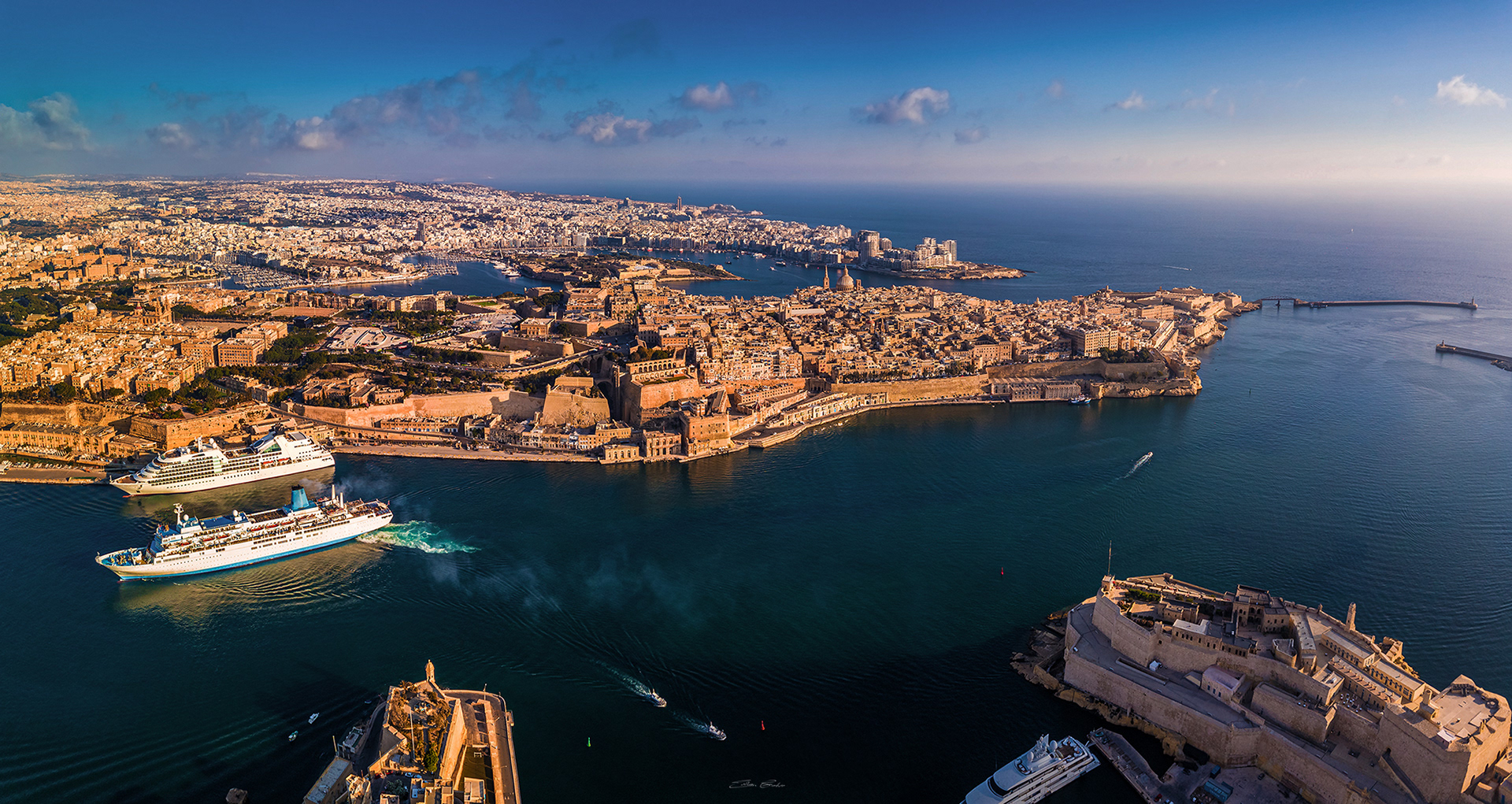 The Grand Harbour and Valletta from above