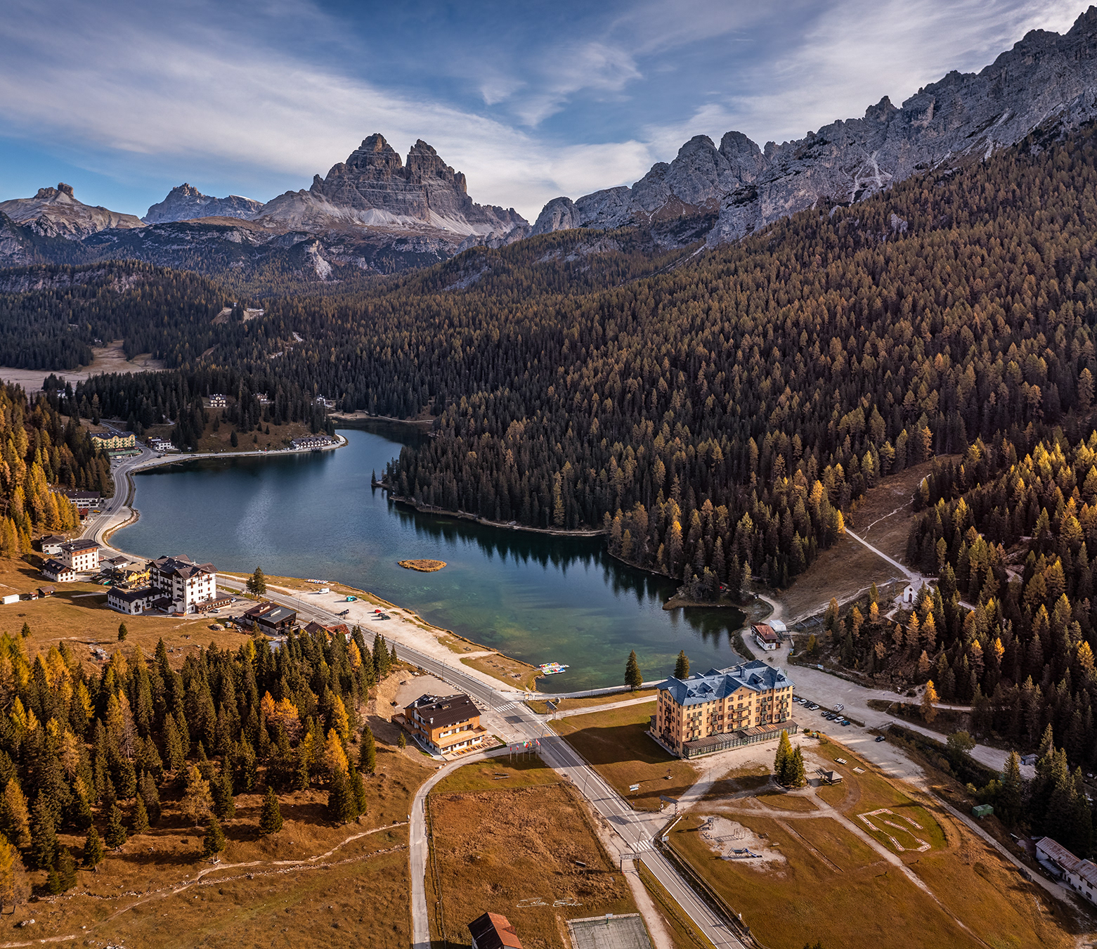 Lake Misurina with Tre Cime di Lavaredo peaks