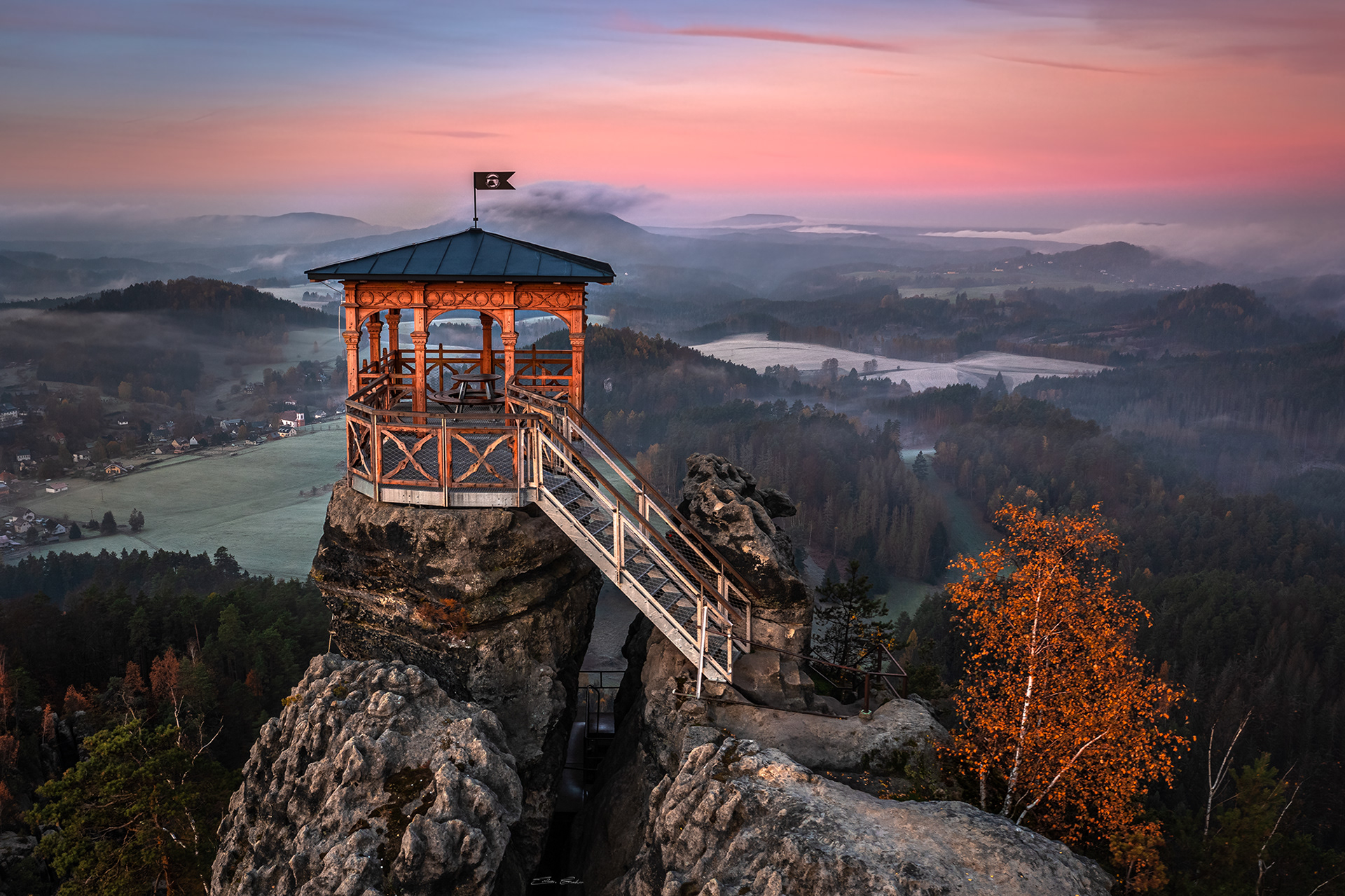 Aerial view of Mariina Vyhlidka (Mary's view) lookout