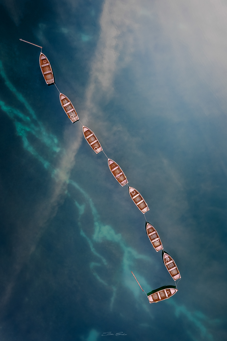 Wooden boats at Lake Braies