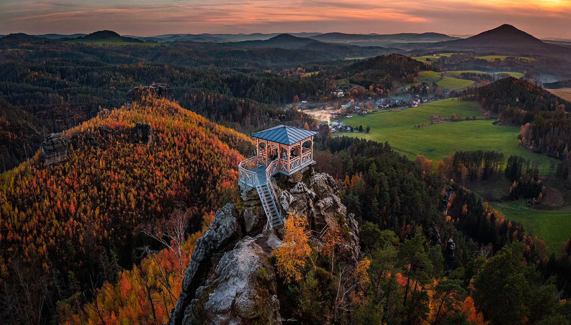 Aerial view of Mariina Vyhlidka (Mary's view) lookout