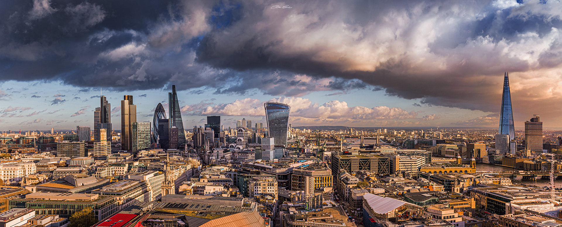 Panoramic Skyline of London with Bank and The Shard
