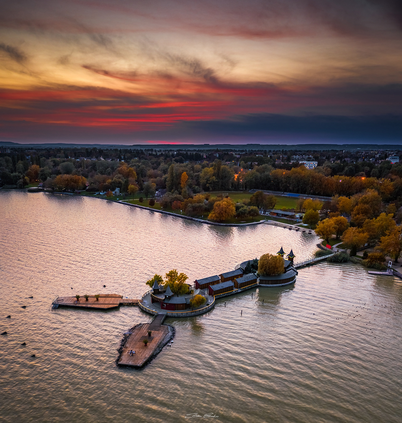 Aerial view of Pier of Keszthely