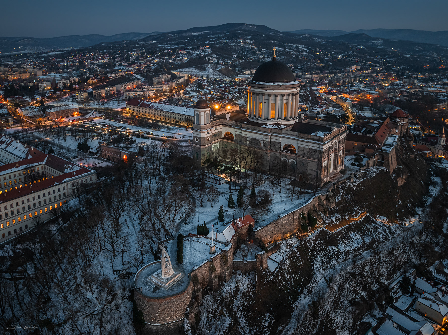 Basilica of Esztergom at winter time