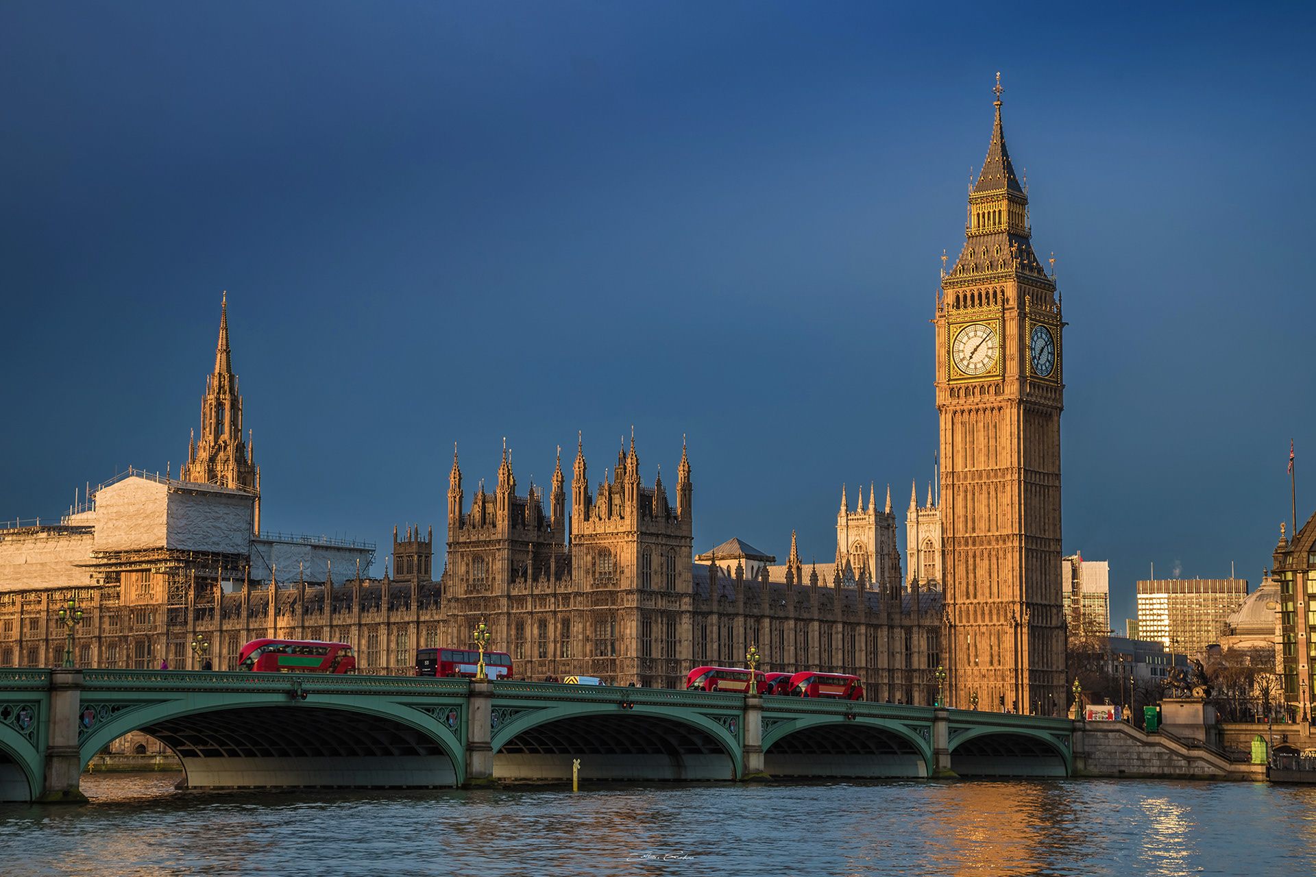 The Big Ben and Westminster Bridge