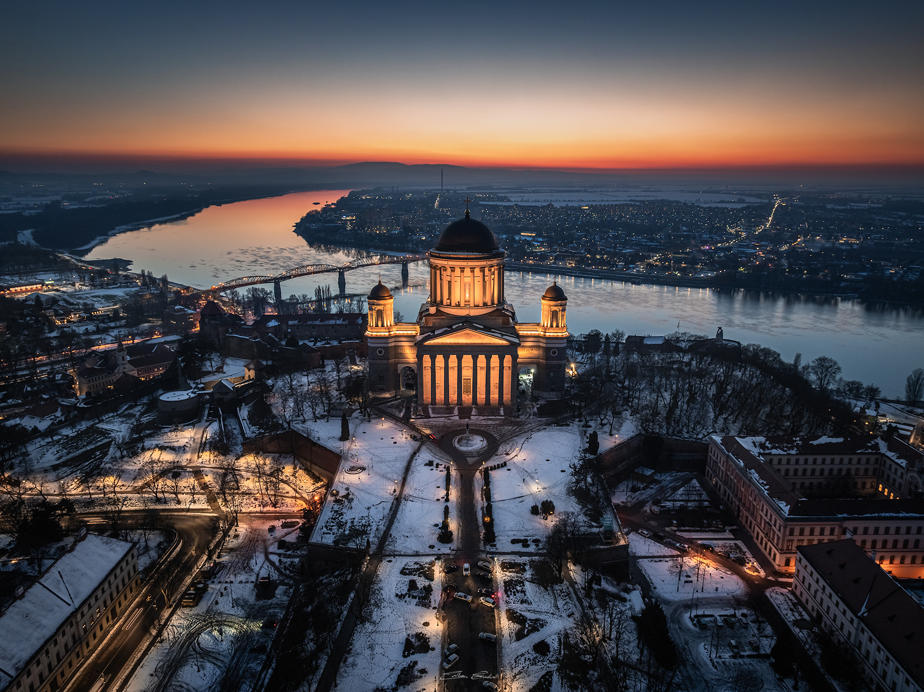 Basilica of Esztergom at winter time