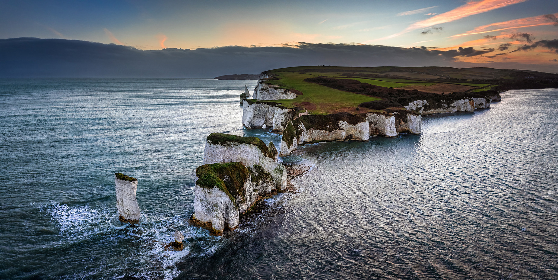 Aerial view of Old Harry Rocks - Dorset, UK
