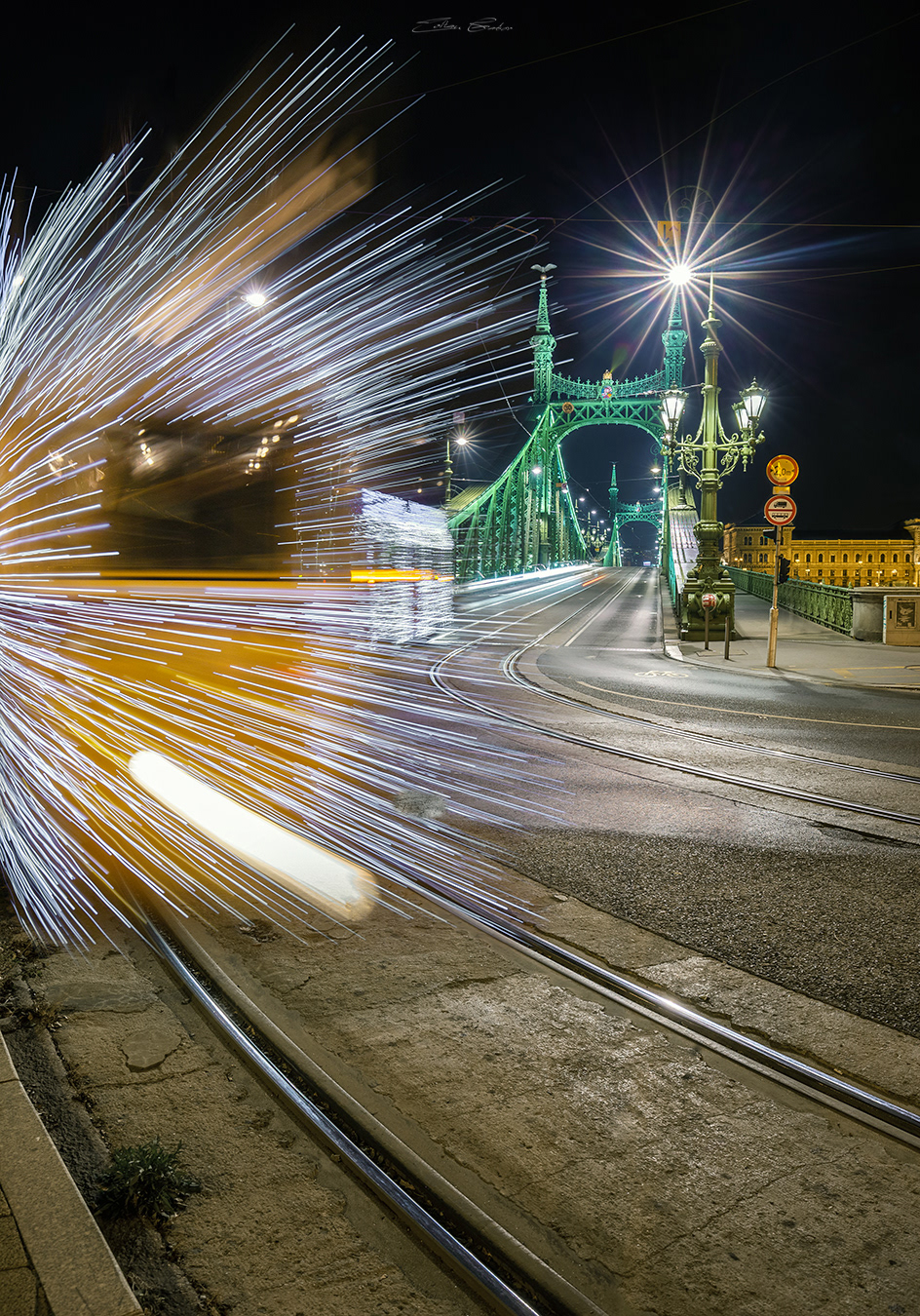 Christmas Light Tram on Liberty Bridge