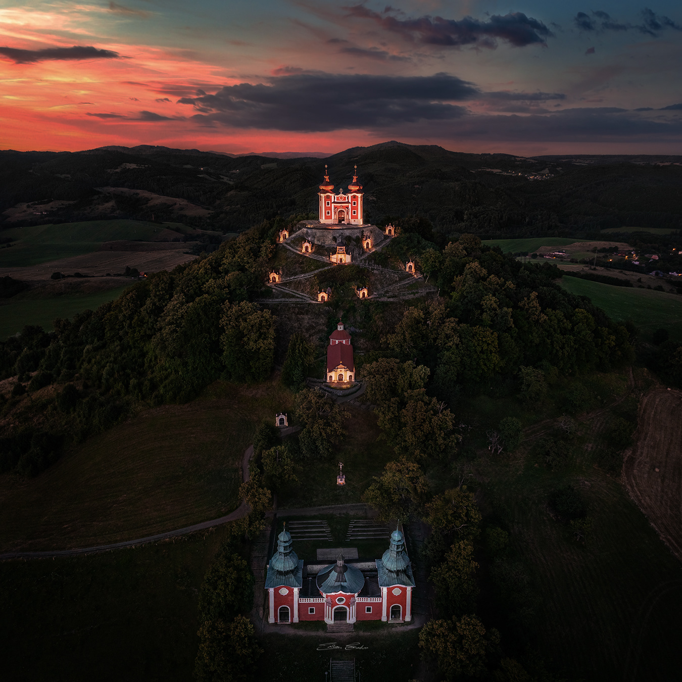Aerial view of Calvary Banská Štiavnica - Slovakia