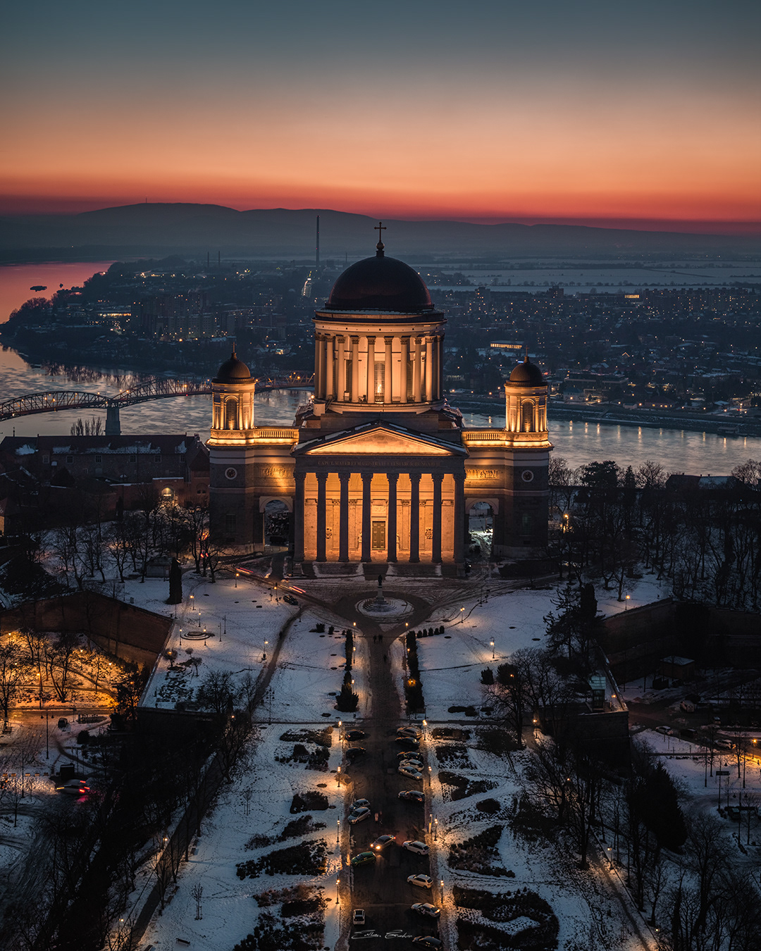 Basilica of Esztergom at winter time