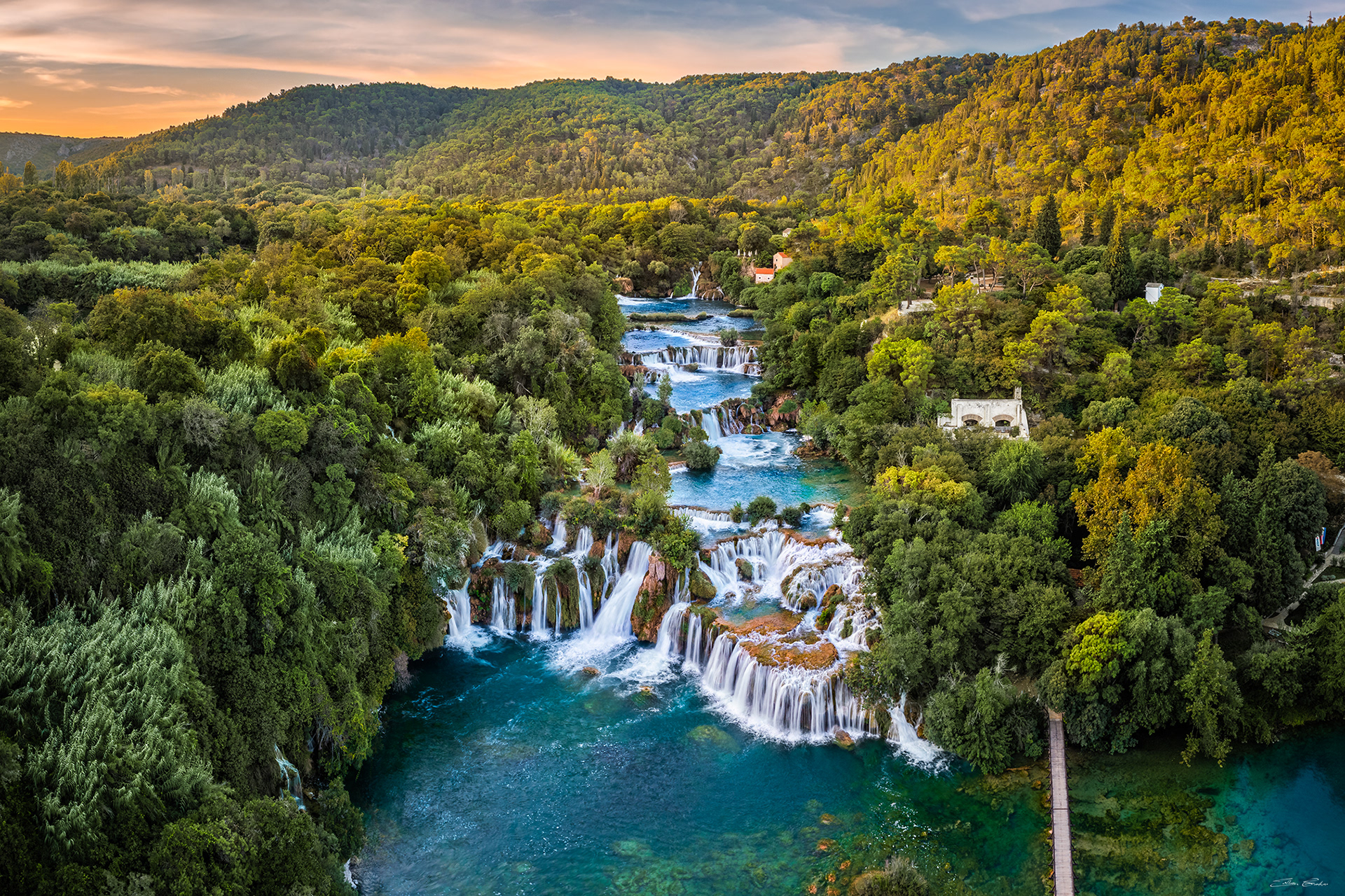 Krka Waterfalls at summer time