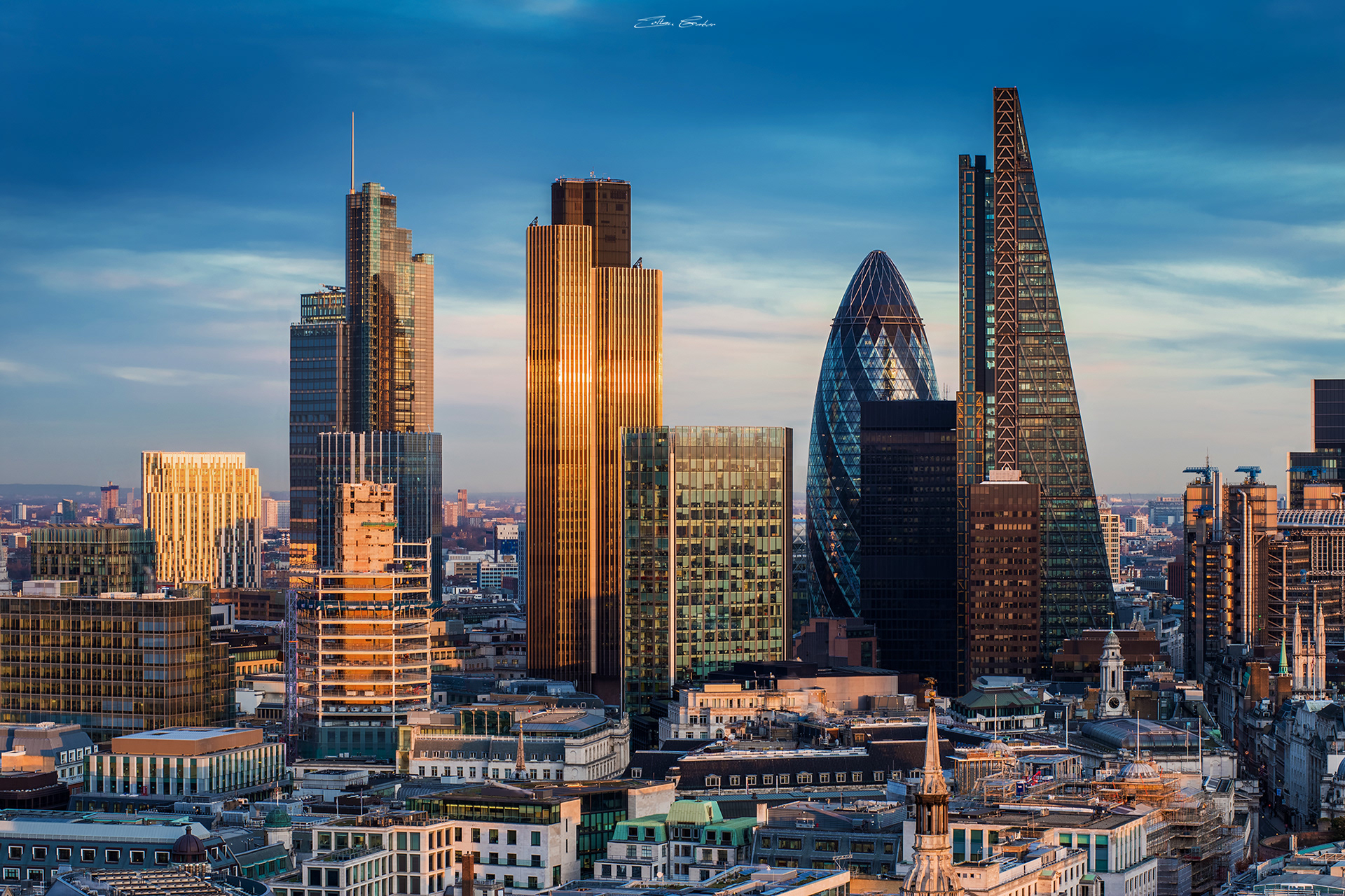 London Skyline with Skyscrapers of Bank
