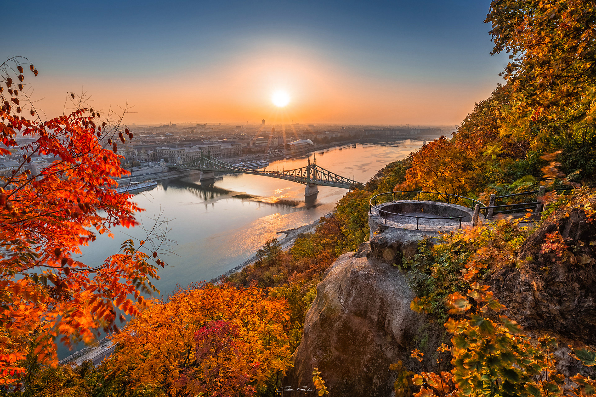 Autumn sunrise with Liberty Bridge