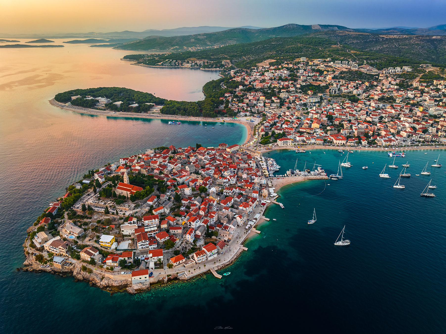 Aerial panoramic view of Primošten - Croatia