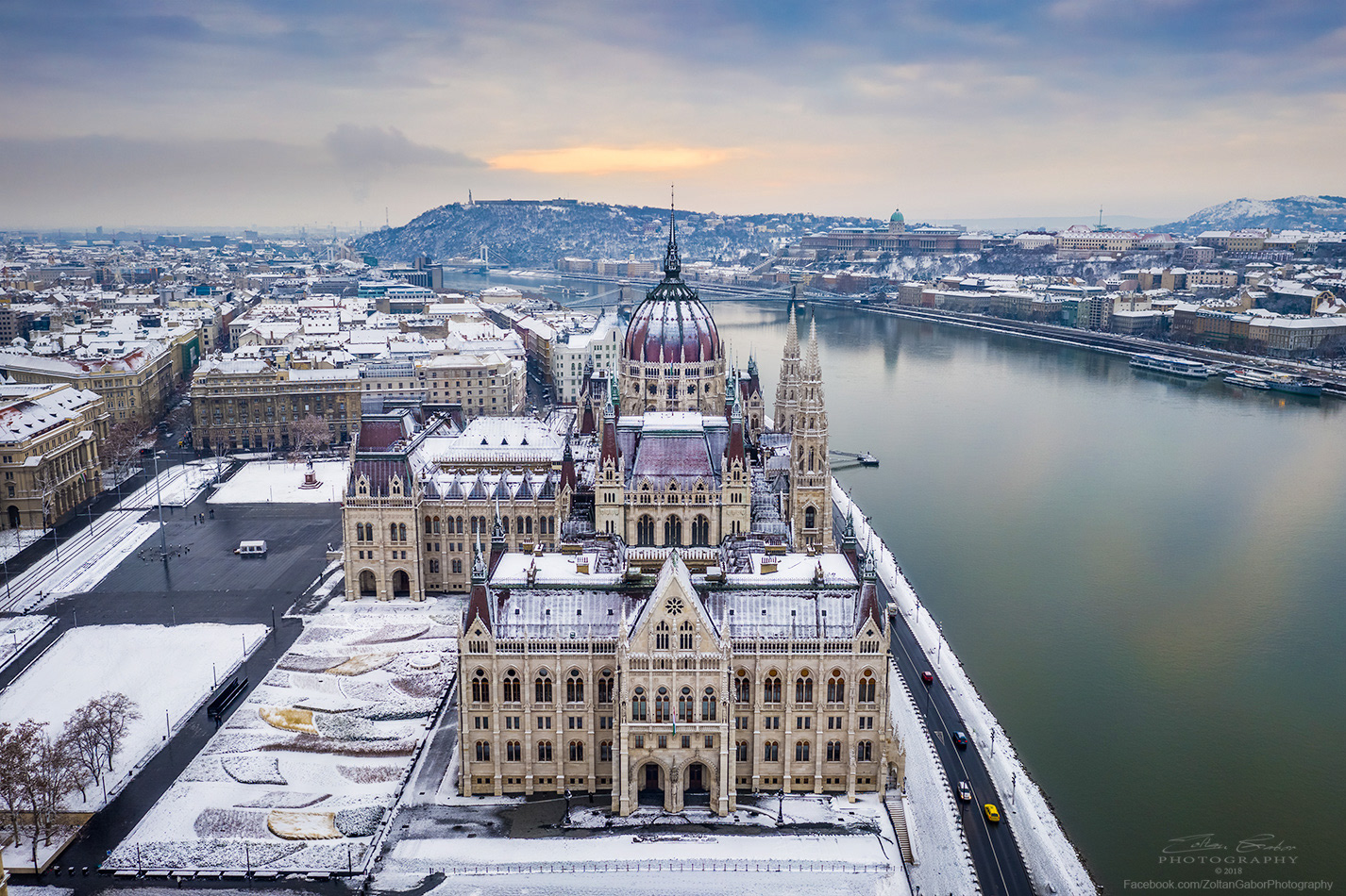 Parliament of Hungary at wintertime