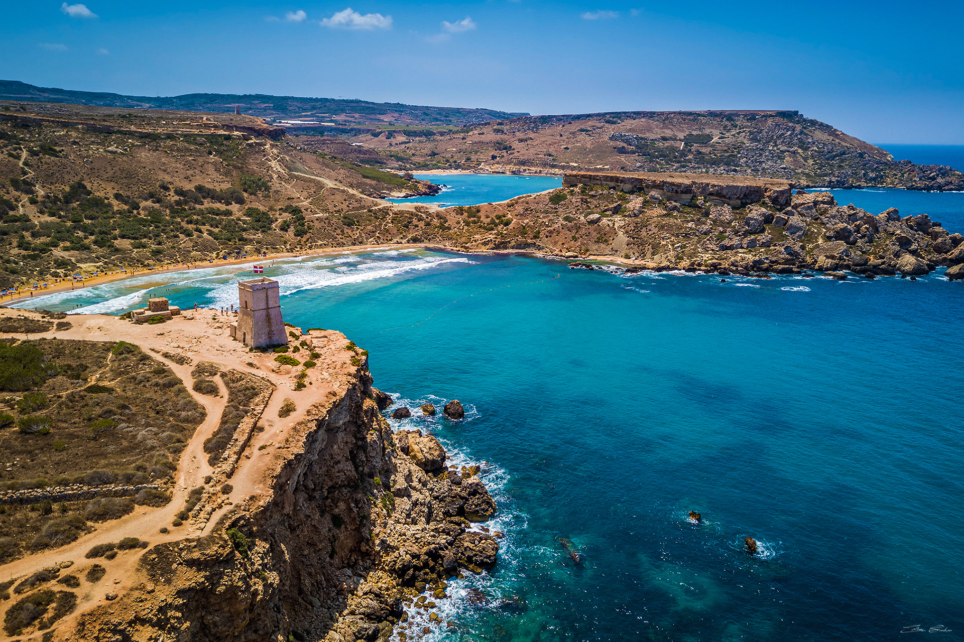 Għajn Tuffieħa bay with Watchtower