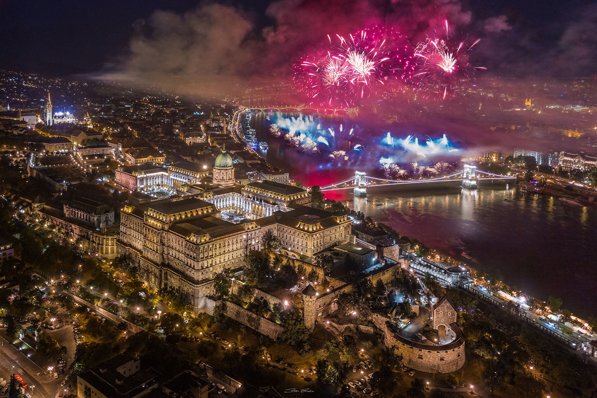 Buda Castle Royal Palace with State Foundation Day Fireworks