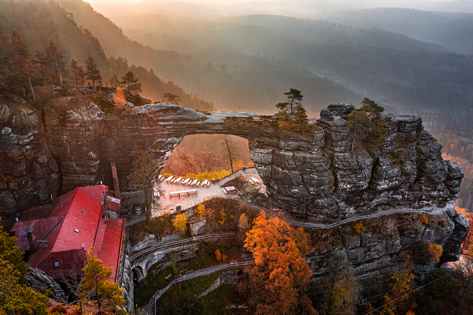 Pravčická brána (Pravcicka Archway) at sunrise