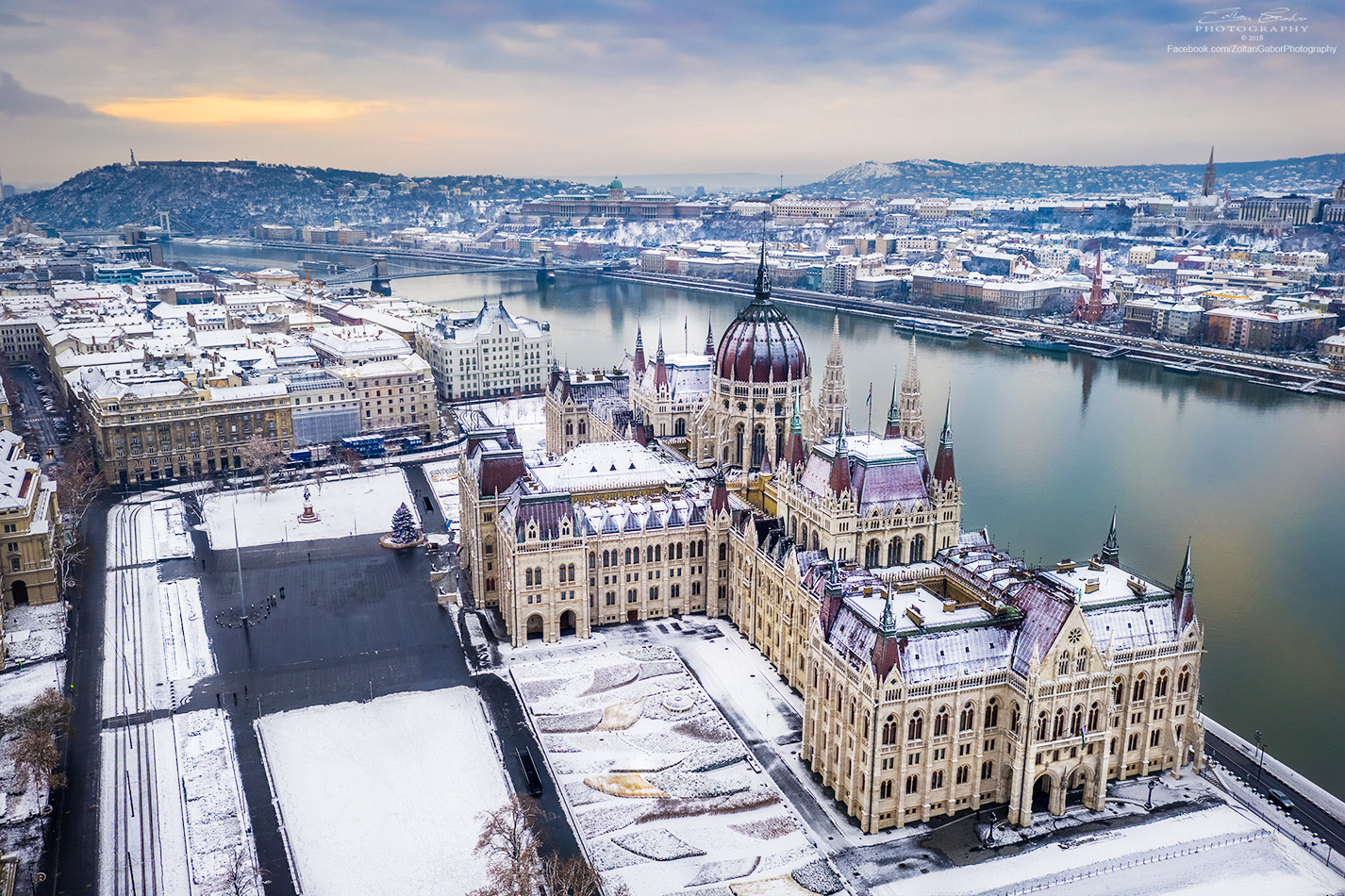 Parliament of Hungary at wintertime