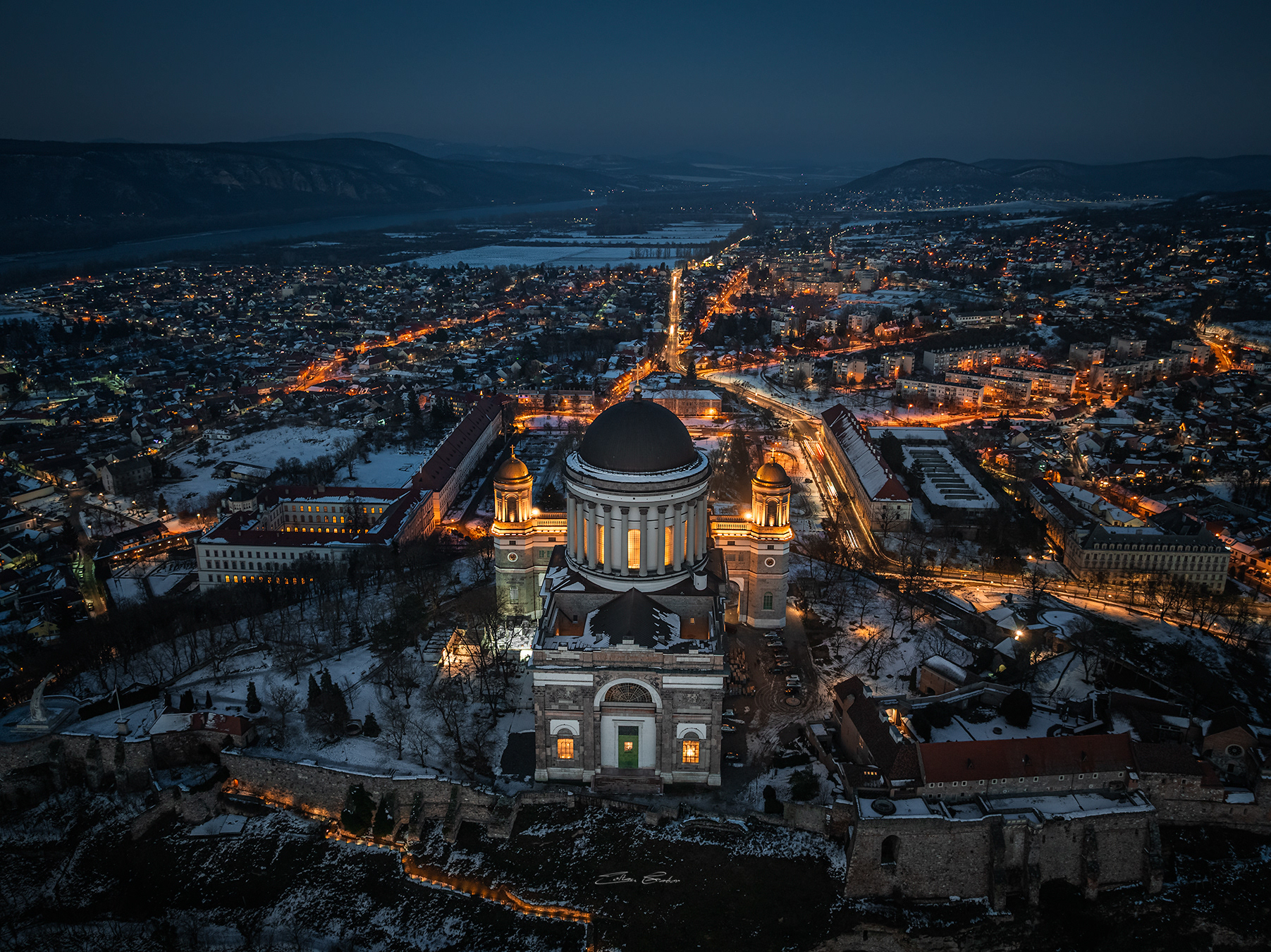 Basilica of Esztergom at winter time