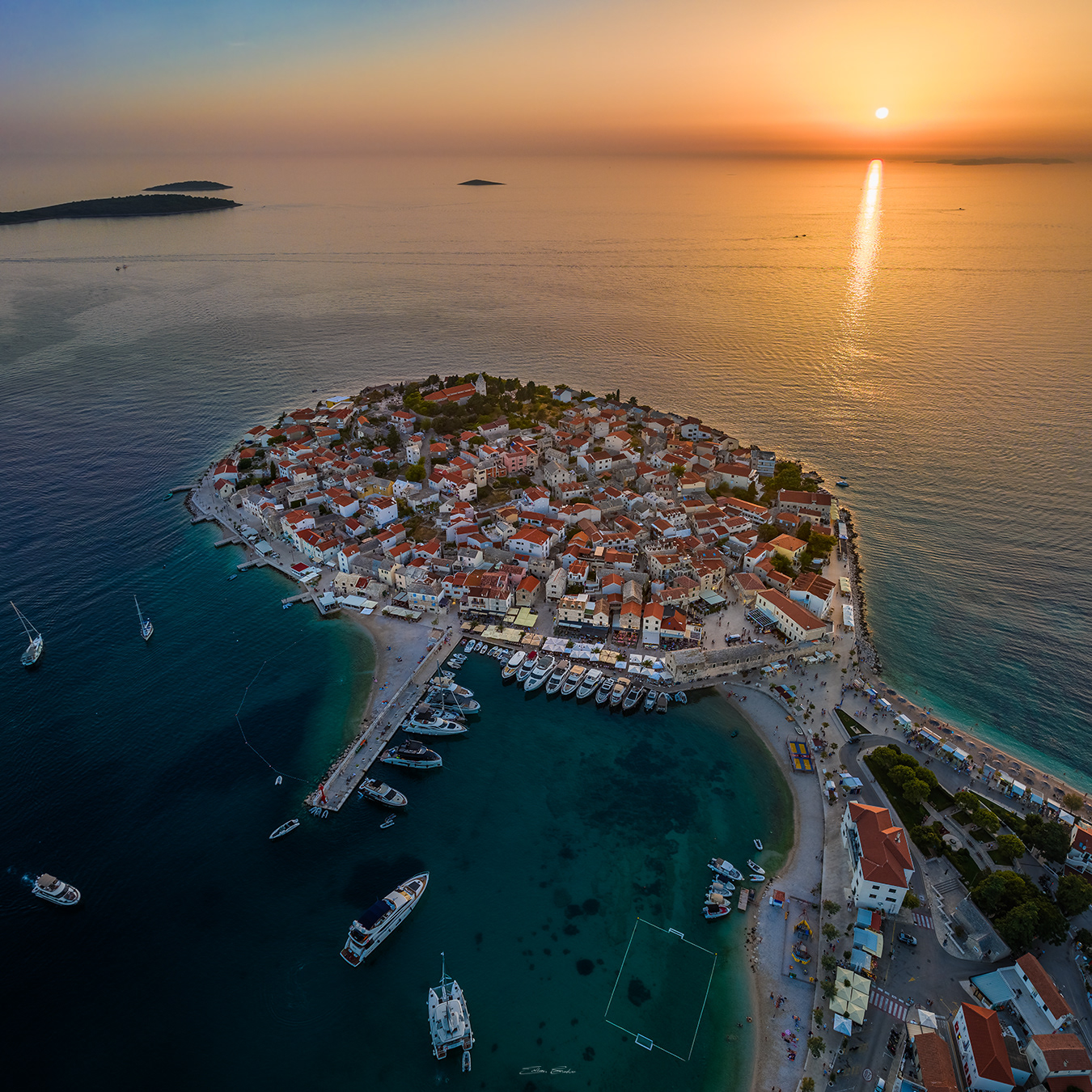 Aerial panoramic view of Primošten - Croatia