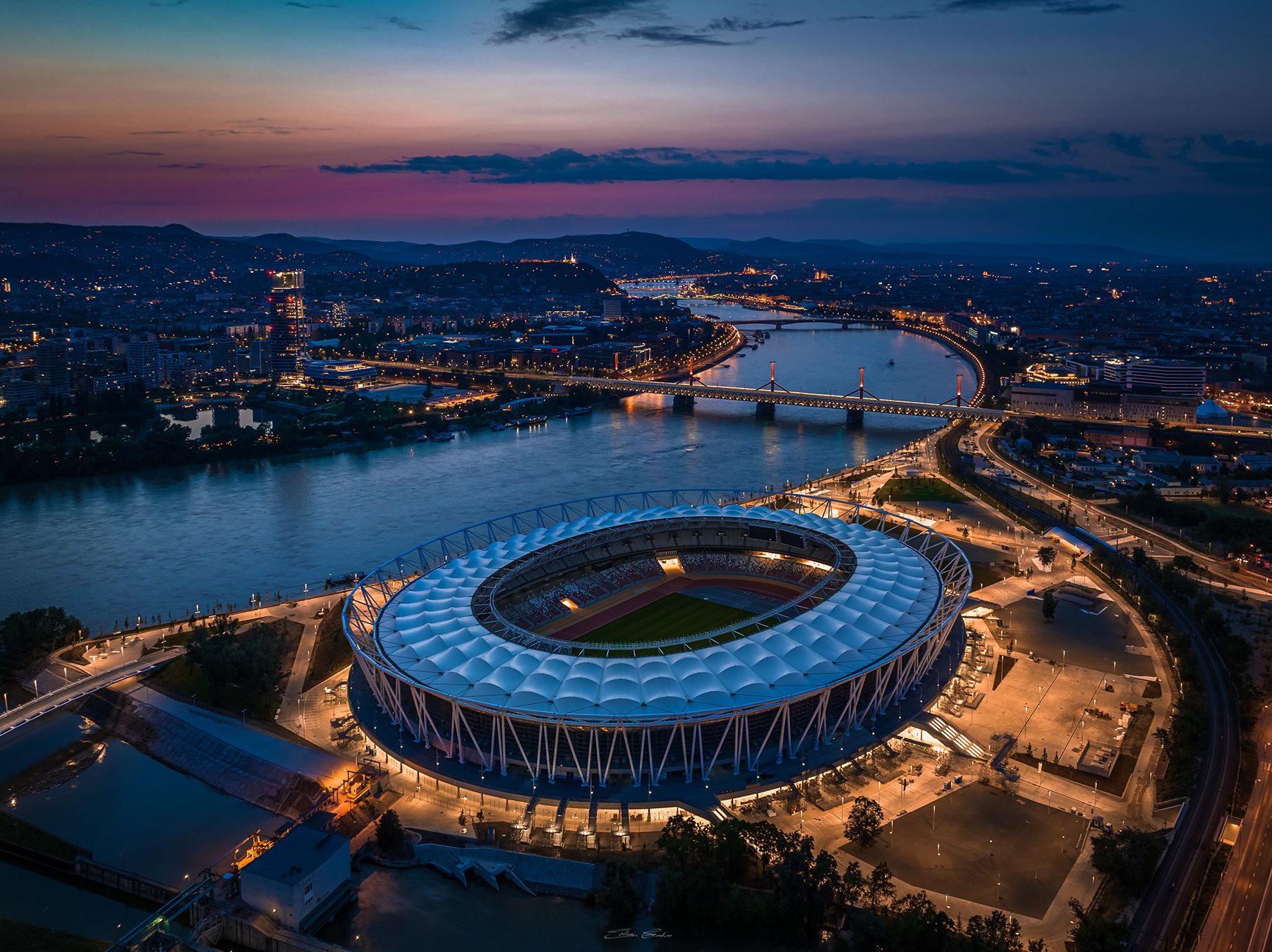 Budapest, Hungary - National Athletics centre from above
