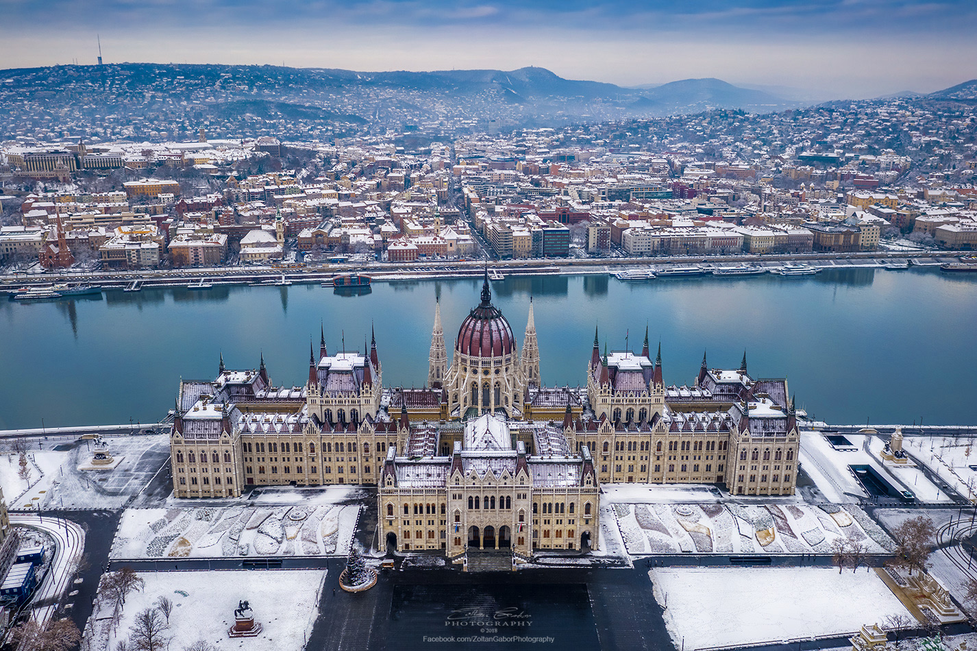 Parliament of Hungary at wintertime
