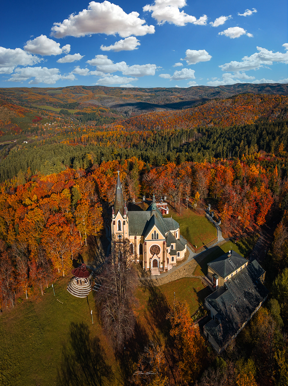 Aerial view of Basilica of the Virgin Mary