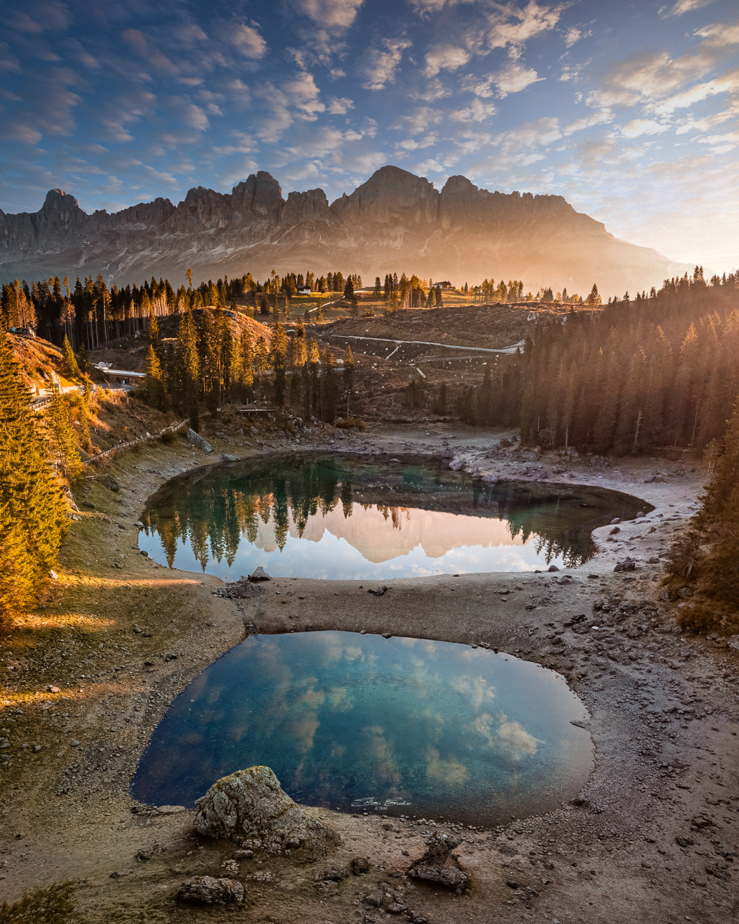 Lake Carezza at sunrise