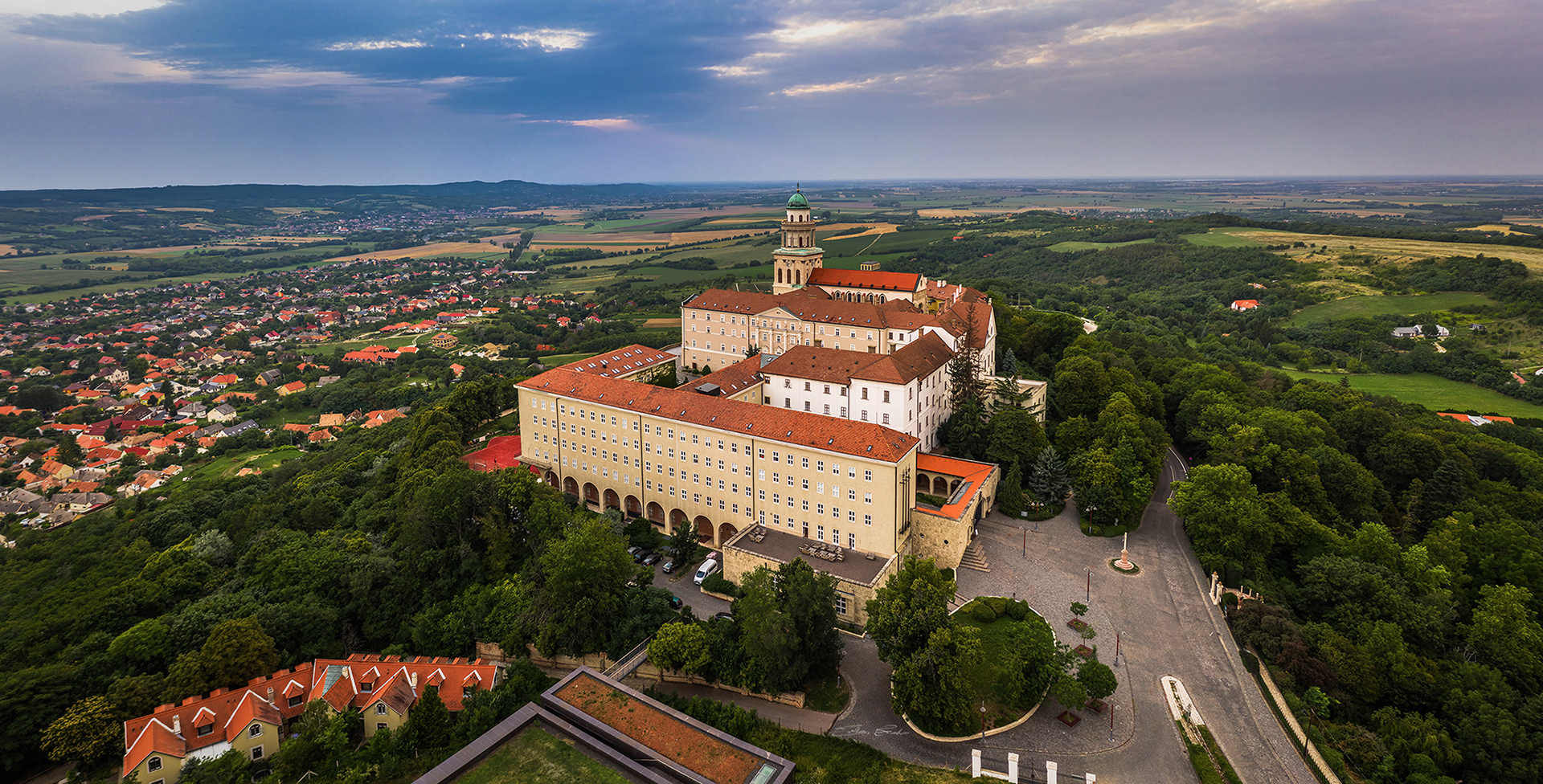 Aerial view of the The Benedictine Pannonhalma Archabbey