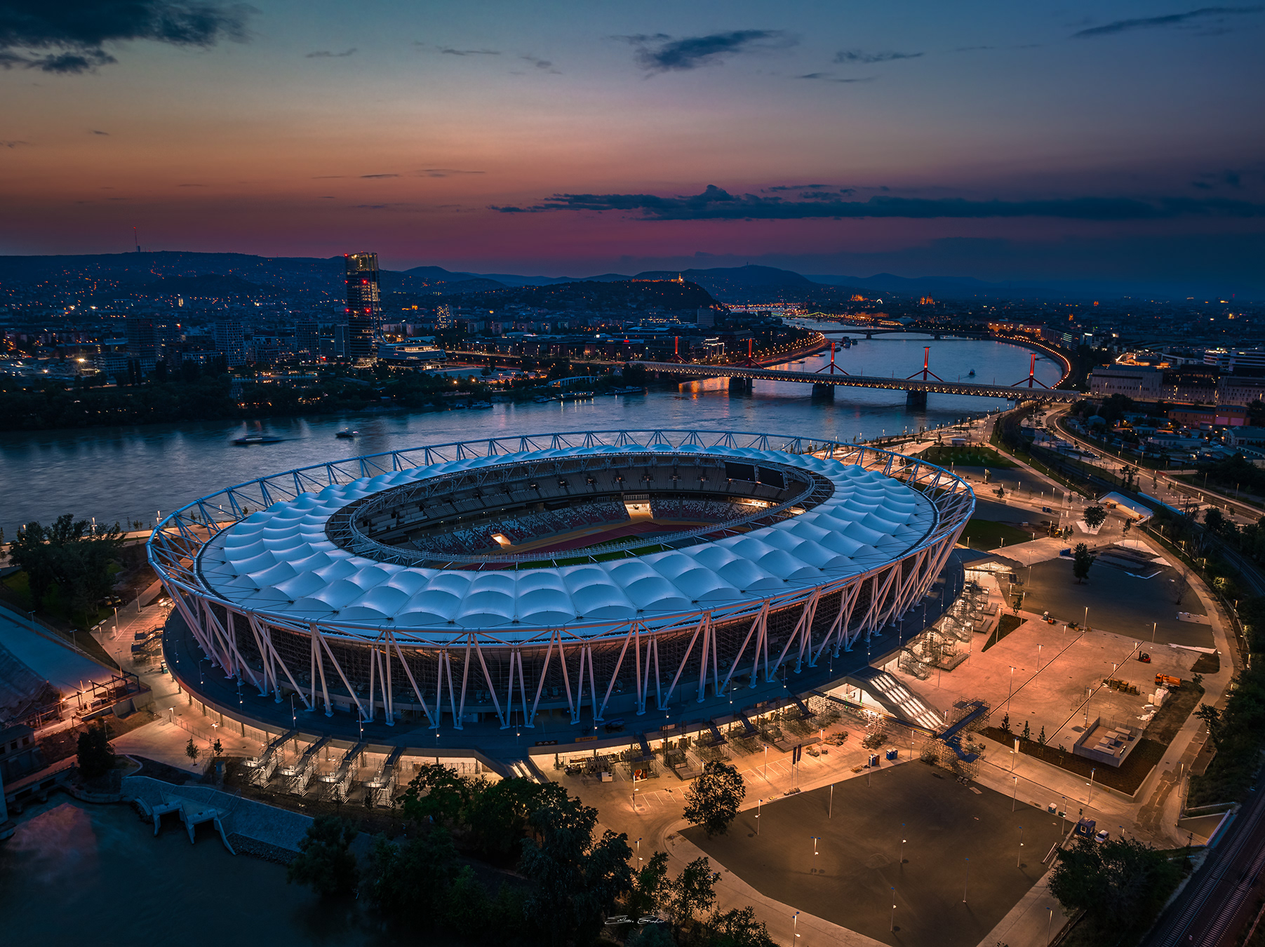 Budapest, Hungary - National Athletics centre from above