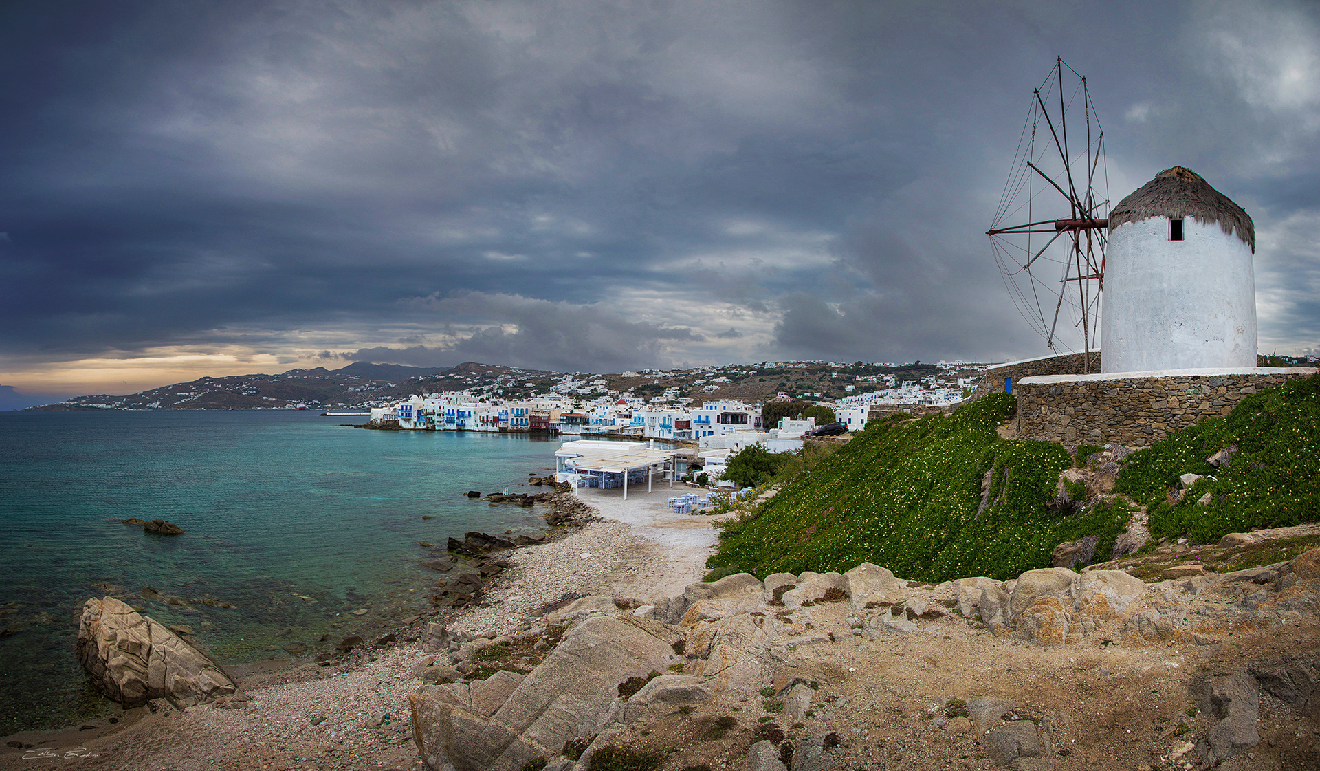 The famous windmills of Mykonos Island