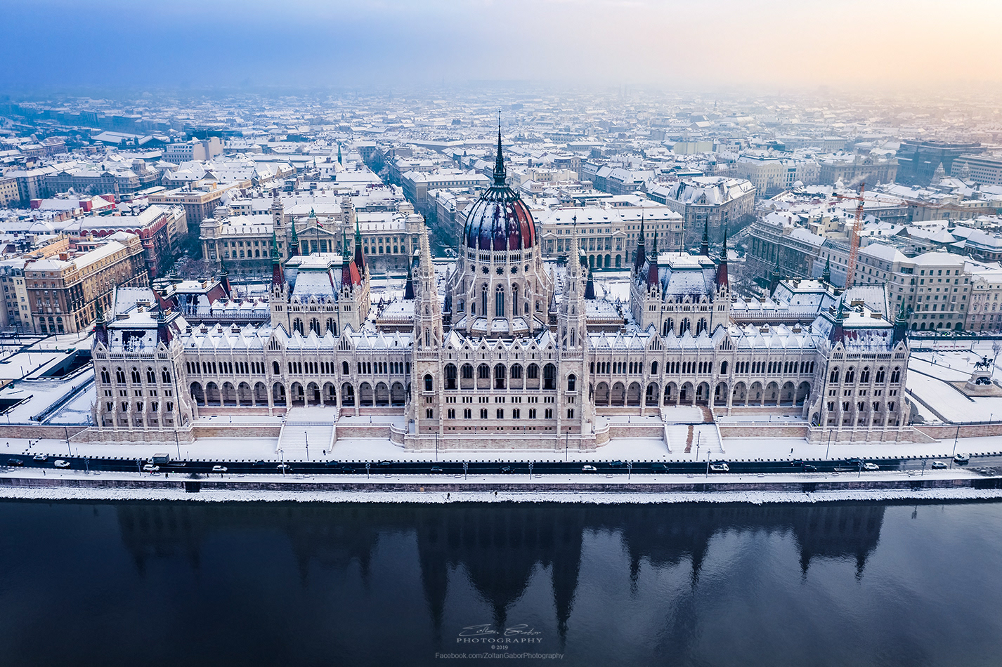 Parliament of Hungary at wintertime