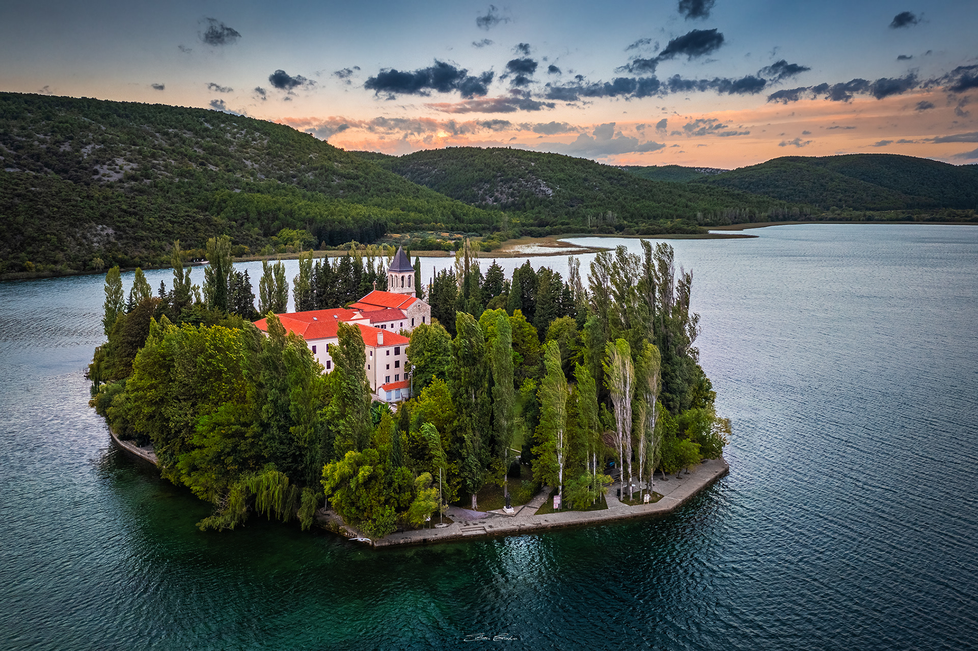 Island of Visovac with the Roman Catholic Visovac Monastery