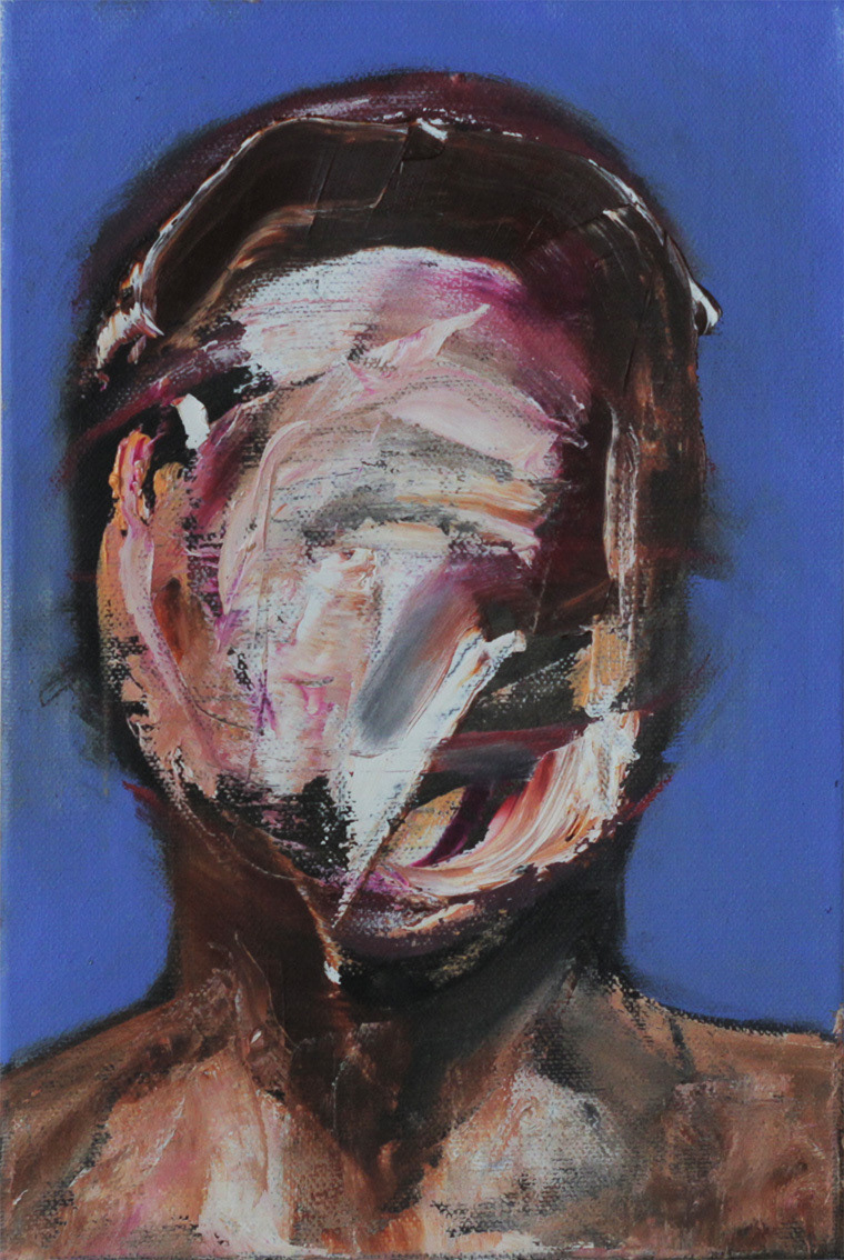 self-portrait as a holy night & a sinner day, oil on canvas 28x35cm 2016 from the Blue series