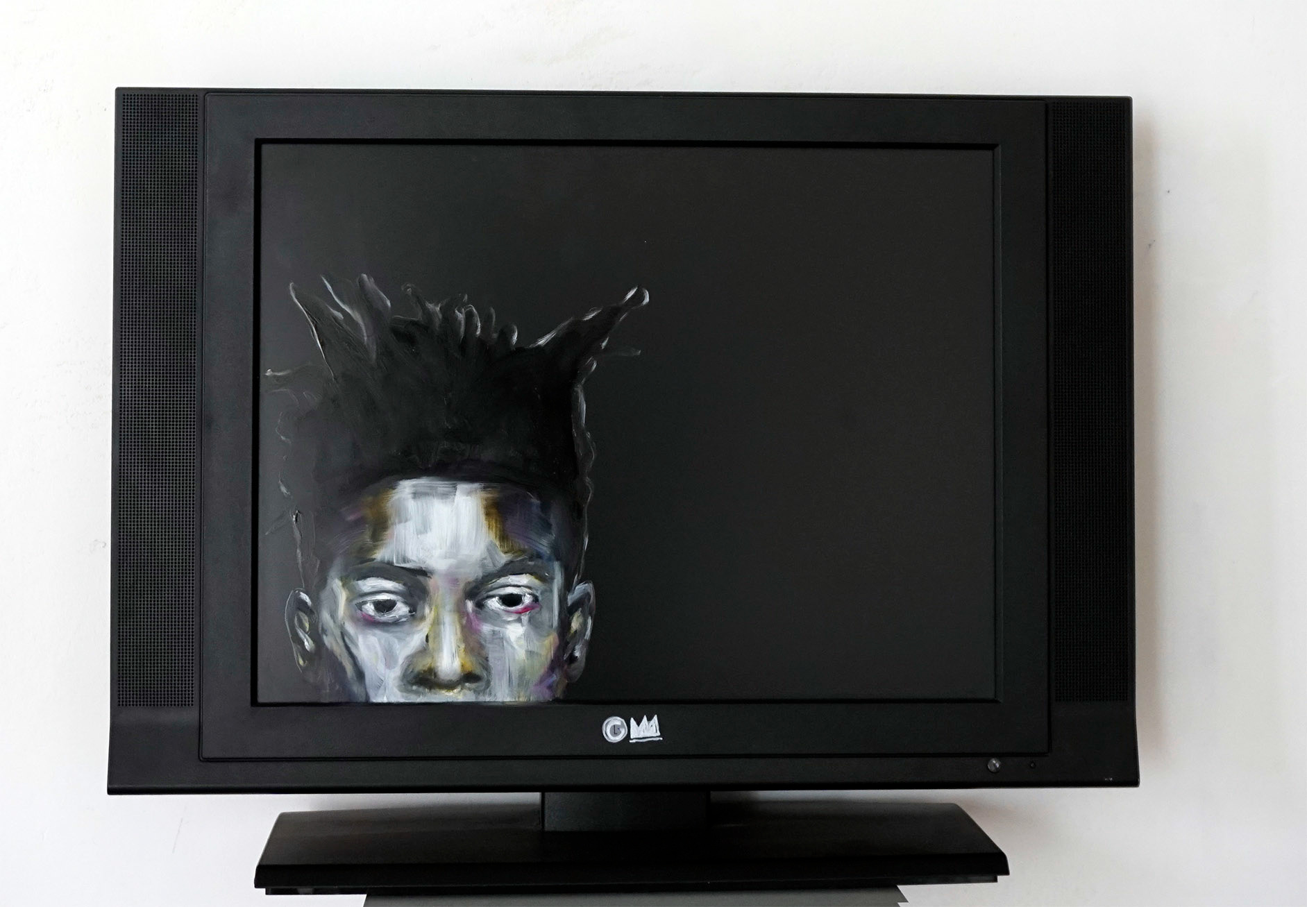 "Jean Michel B.", oil on tv screen, 40x50x4cm, 2016