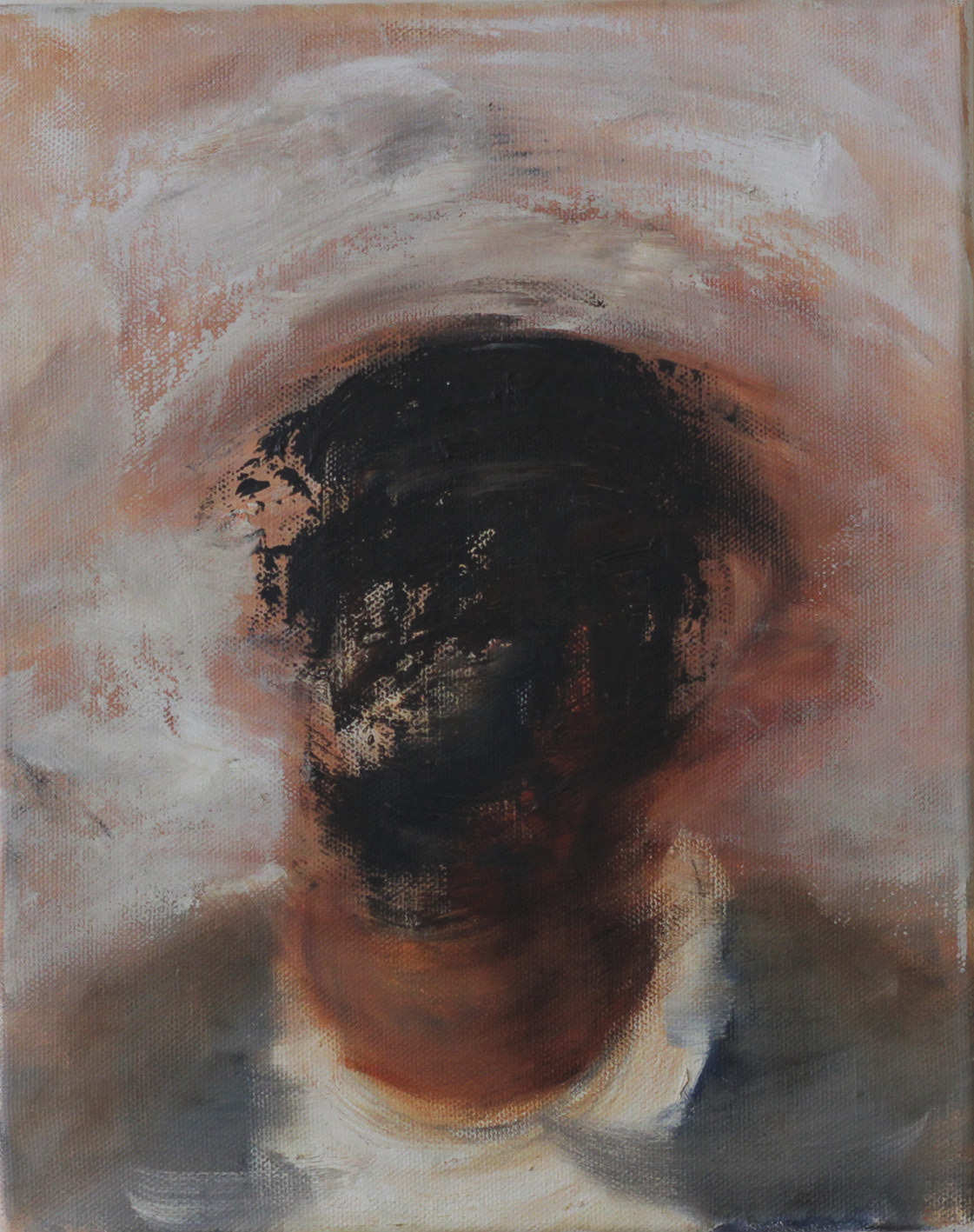Self-portrait as a lost & found situation, oil on canvas 28x35cm 2015