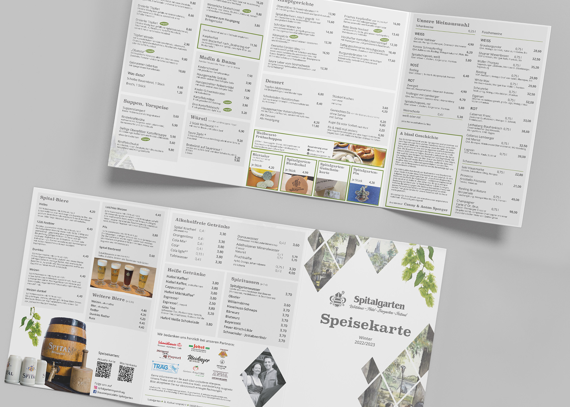 Speisekarte vom Spitalgarten in Regensburg.