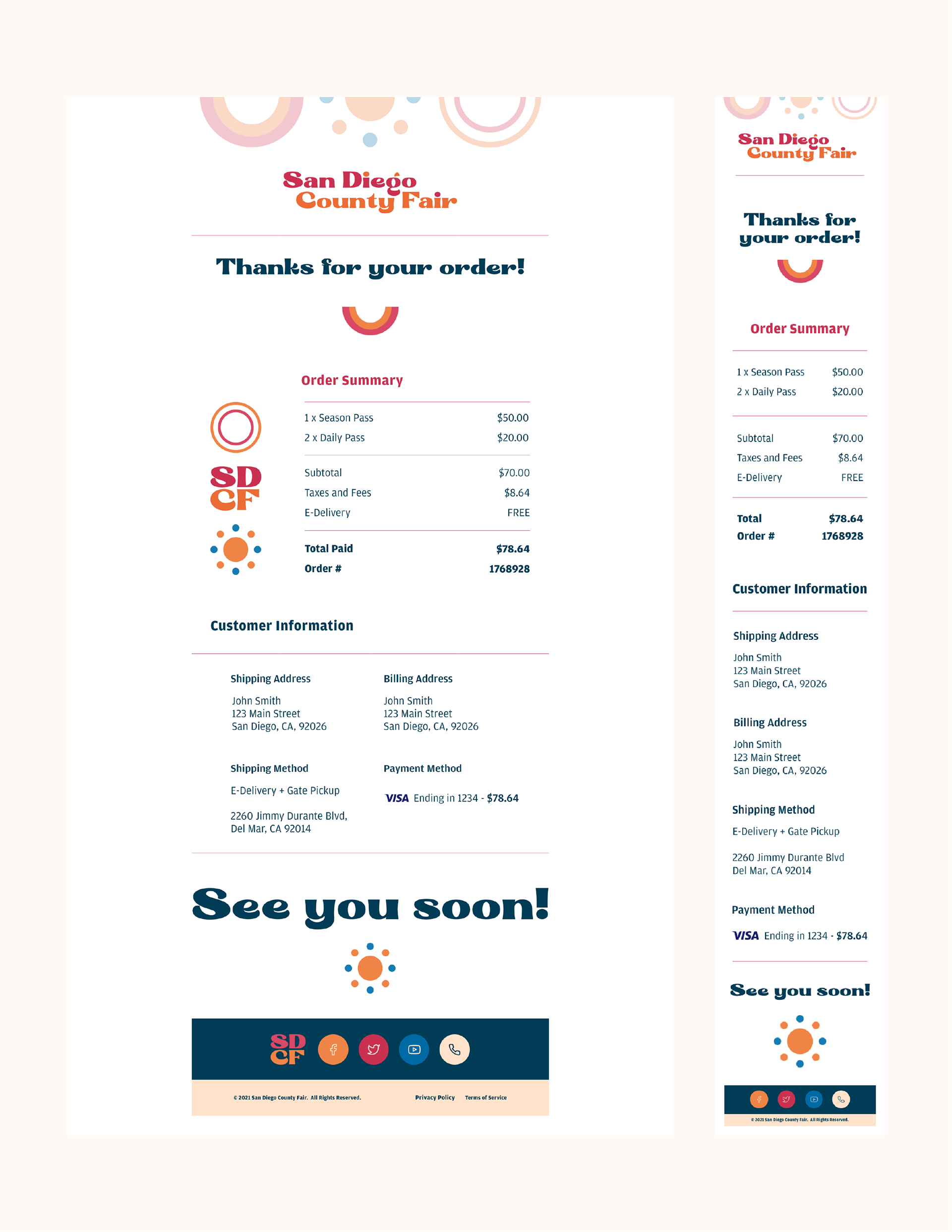 Ticket confirmation email