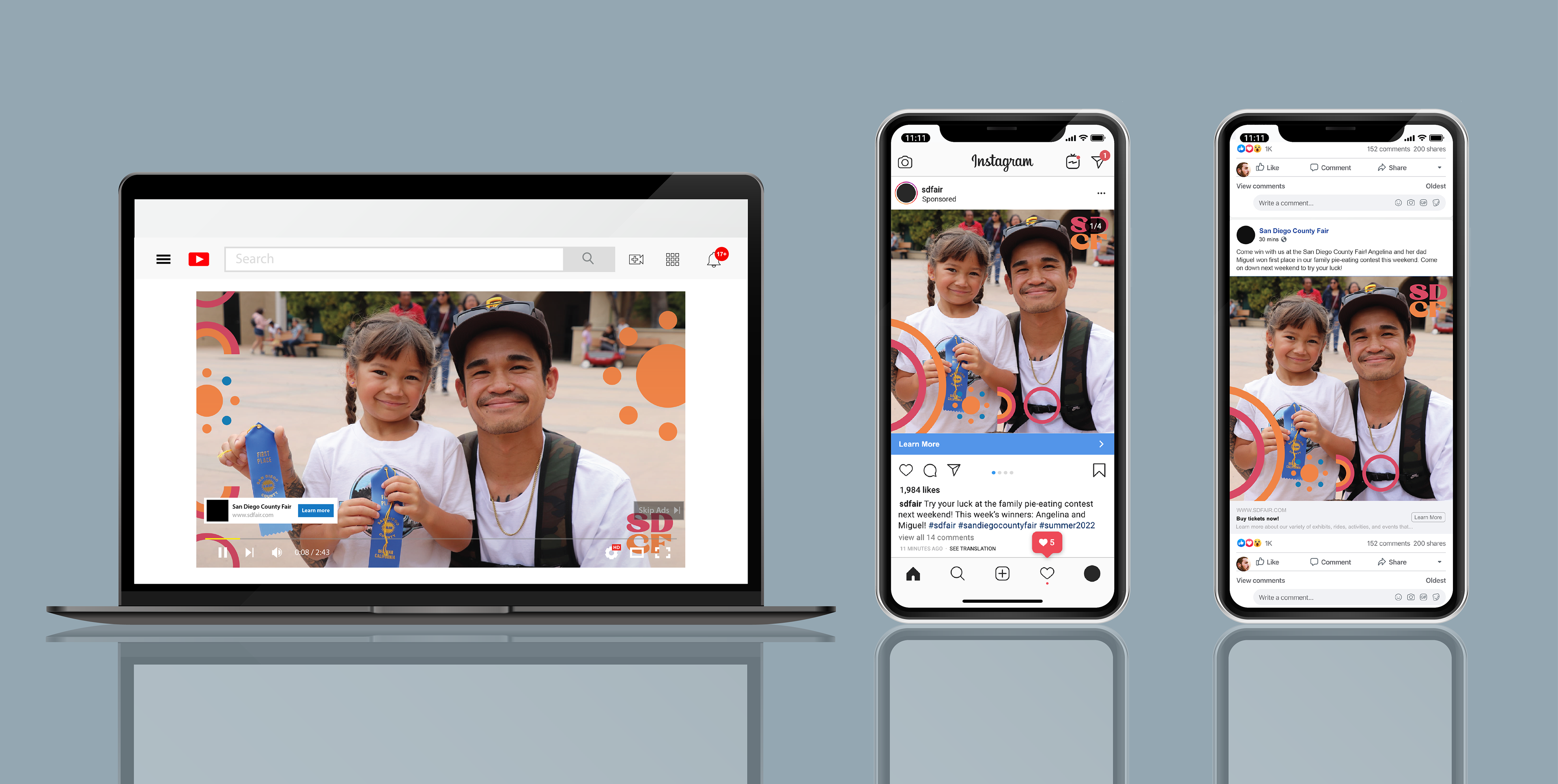 Ad campaign for Youtube, Instagram, and Facebook. Contest Winners.