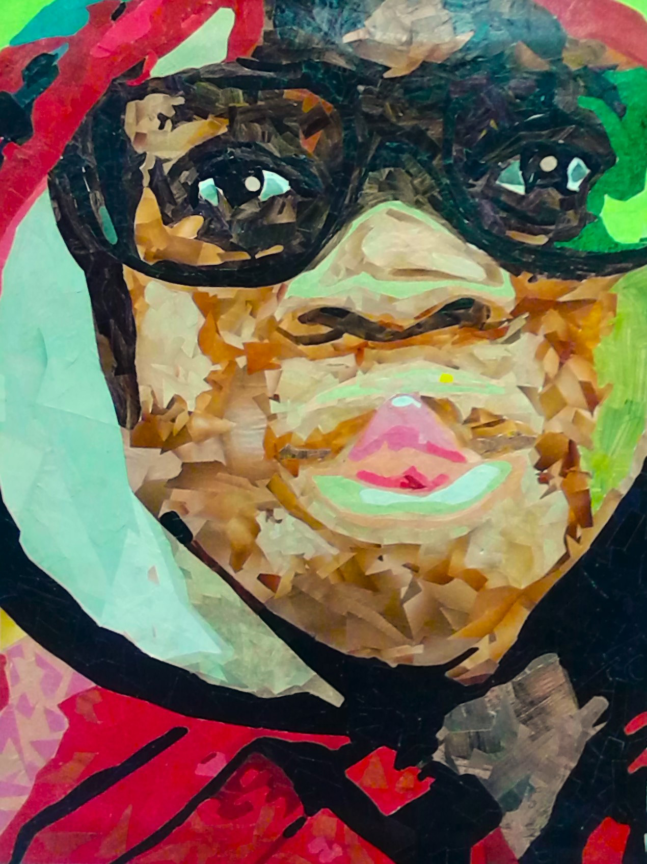 Magazine Cut Paper Self Portrait